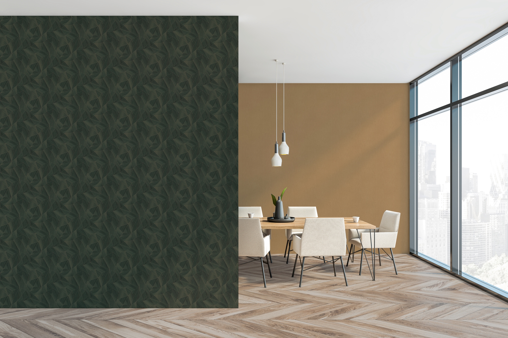 Living Walls Vliestapete "Geometrische Tapete Aus Holzoptik - Vliestapete" Leicht Glänzend Strukturiert Moderne Tapete Mit Holzstruktur