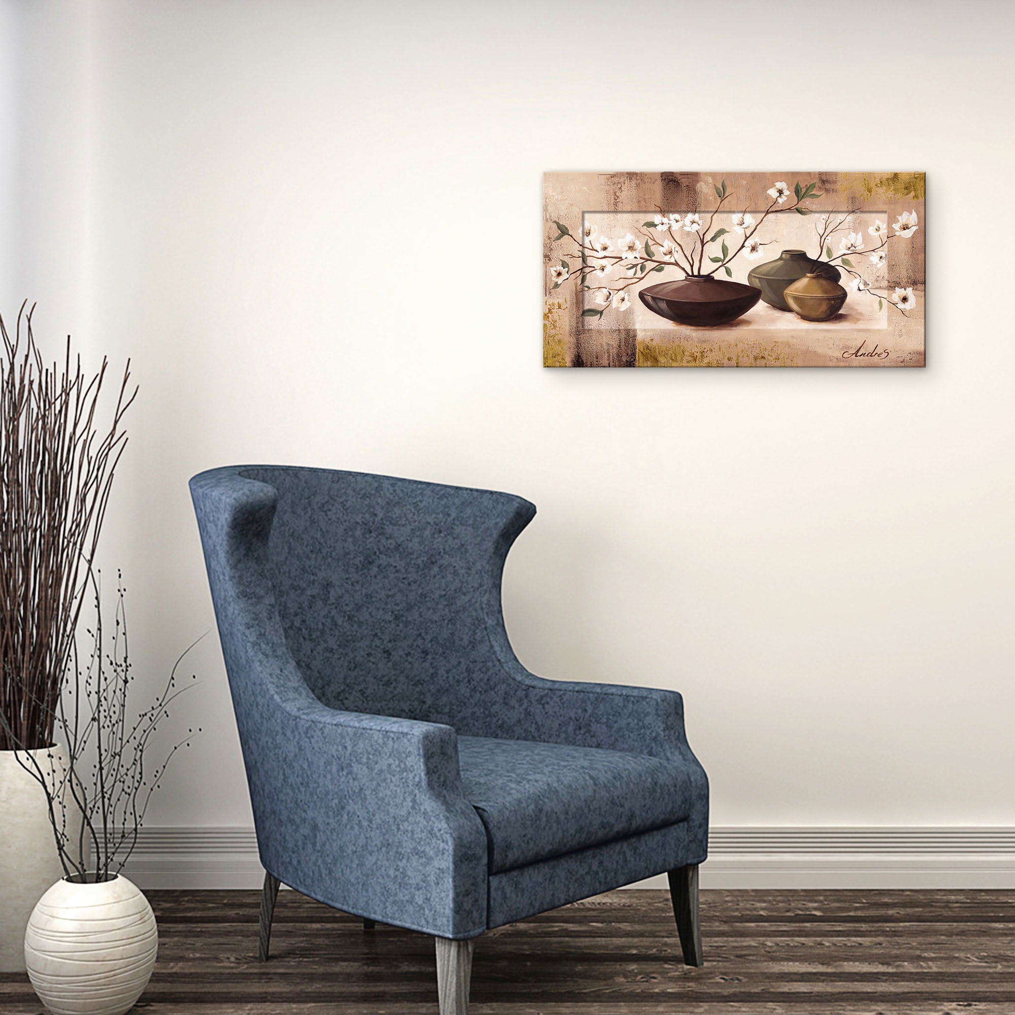 Artland Wandbild »Golden eingerahmte Kirschblüten«, Vasen & Töpfe, (1 St.)