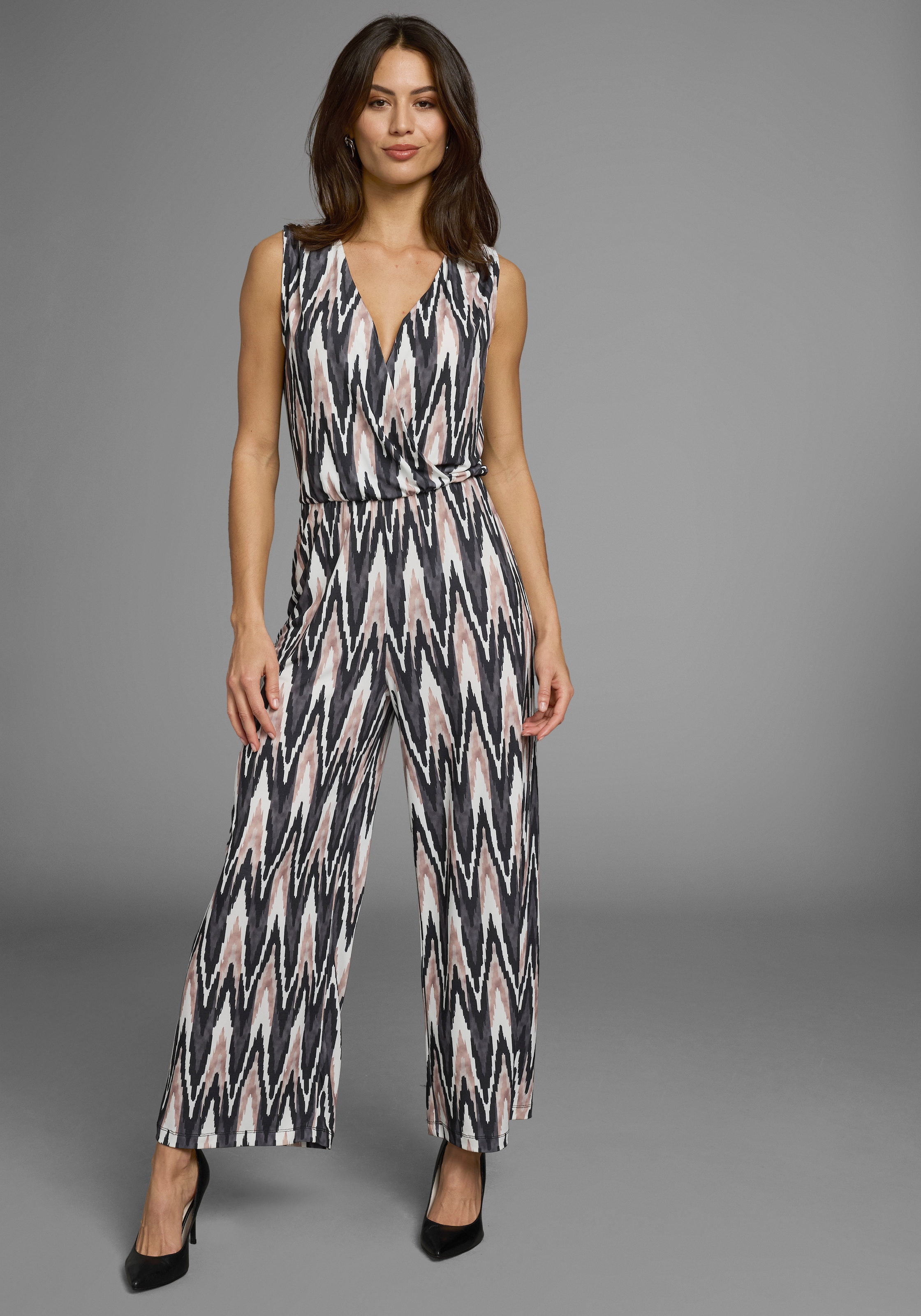 Laura Scott Jumpsuit, Oberteil in Wickeloptik mit elastischen Bund günstig online kaufen