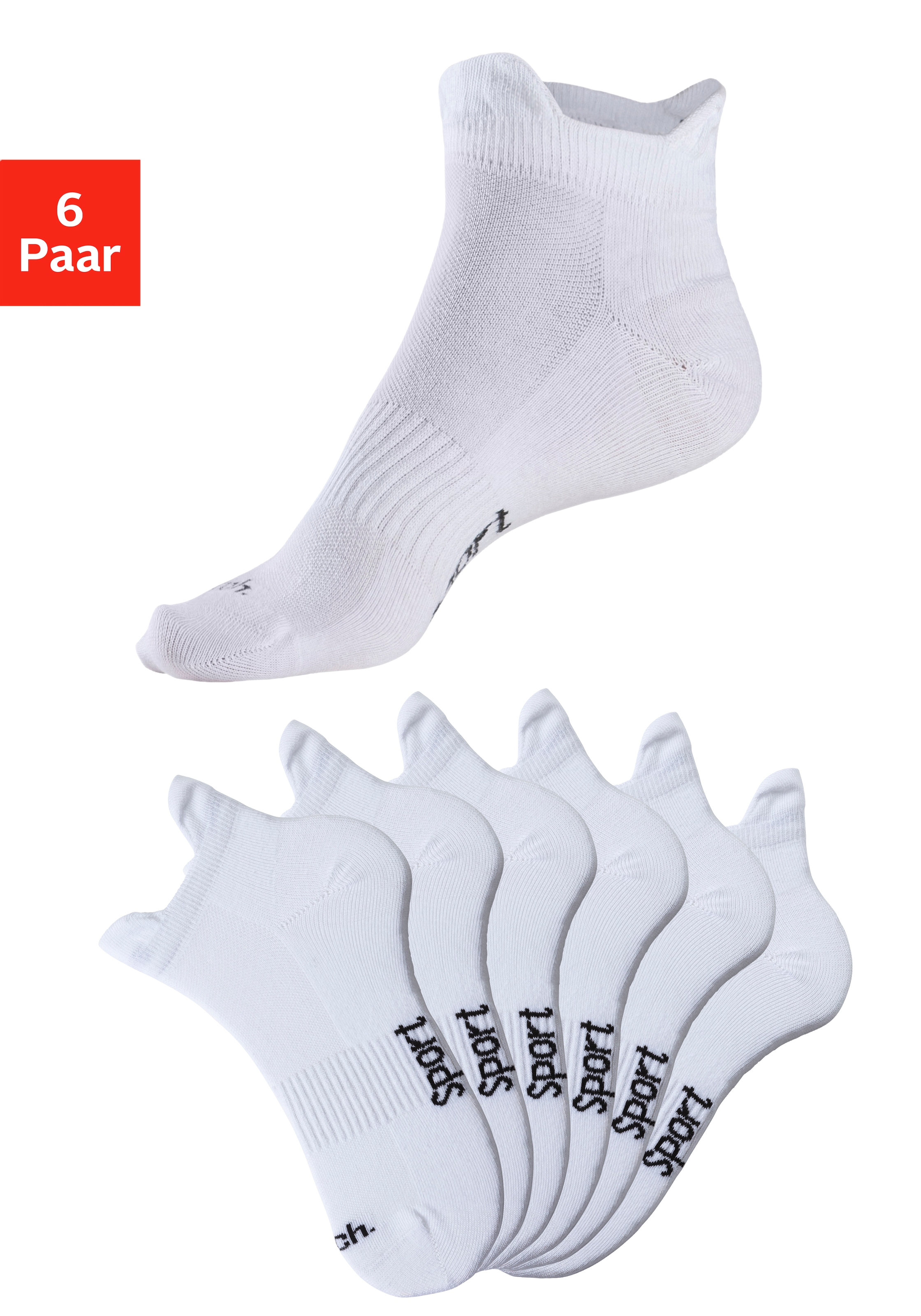 Bench. Sneakersocken, (Packung, 6 Paar), mit feiner Mesh Konstruktion und Mittelfußgummi