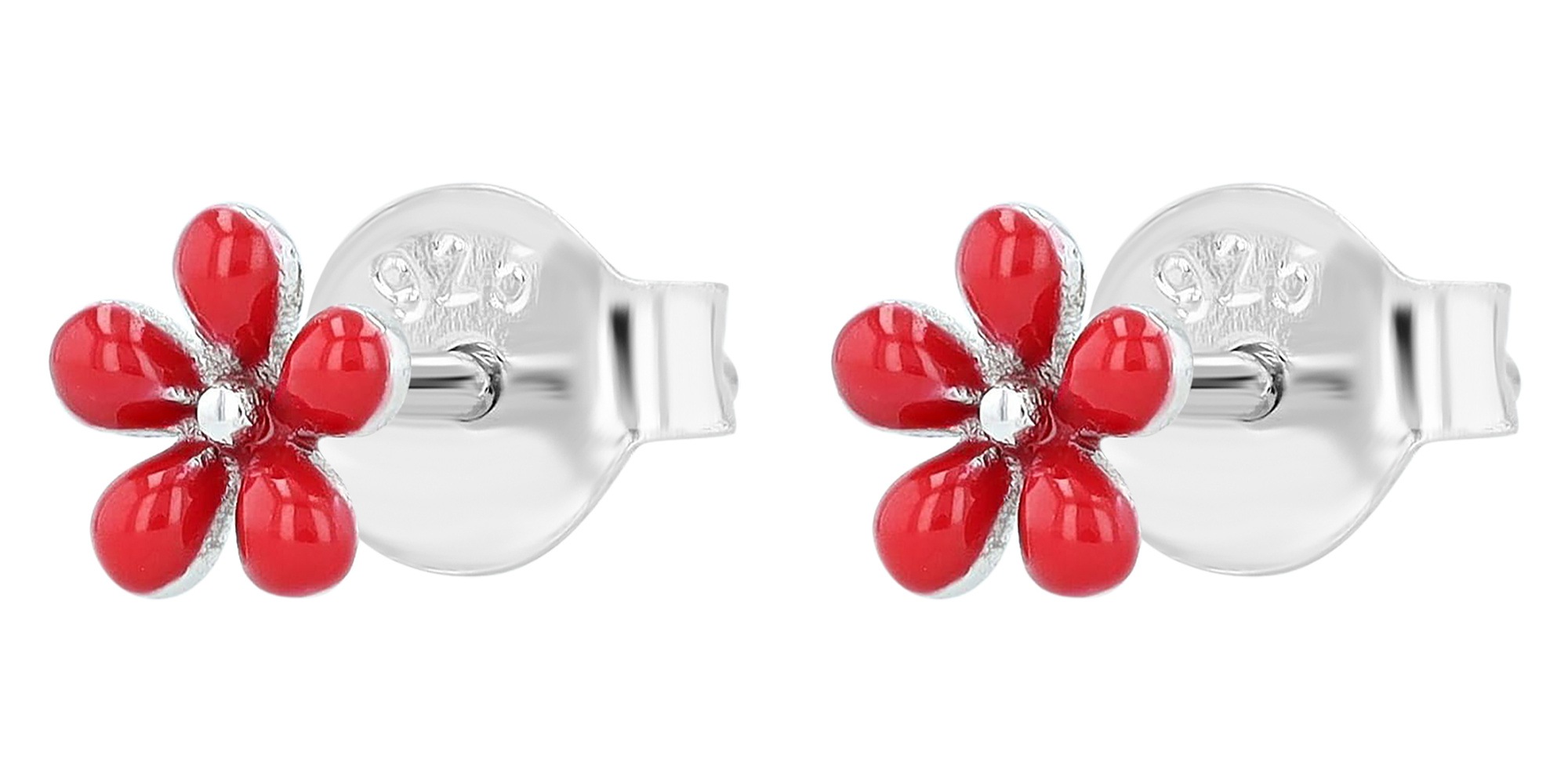 Adelia´s Paar Ohrhänger »Mädchen Ohrringe – Ohrstecker Blume aus 925 Silber mit Emaille« Ideal als Geschenk – dezent und elegant