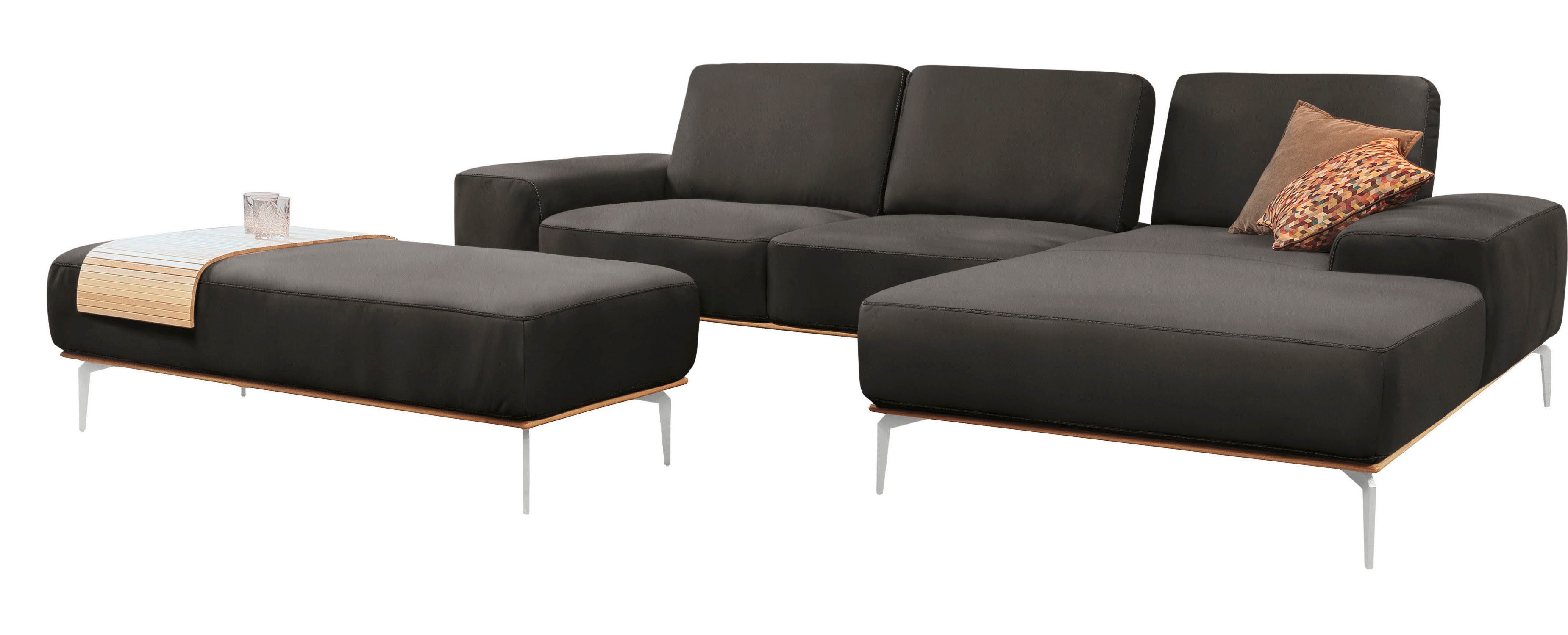 Thumbnail - W.SCHILLIG Ecksofa "run, Designsofa mit tollem Sitzkomfort, bequem, L-Form" mit elegantem Holzsockel, Füße in Chrom glän...