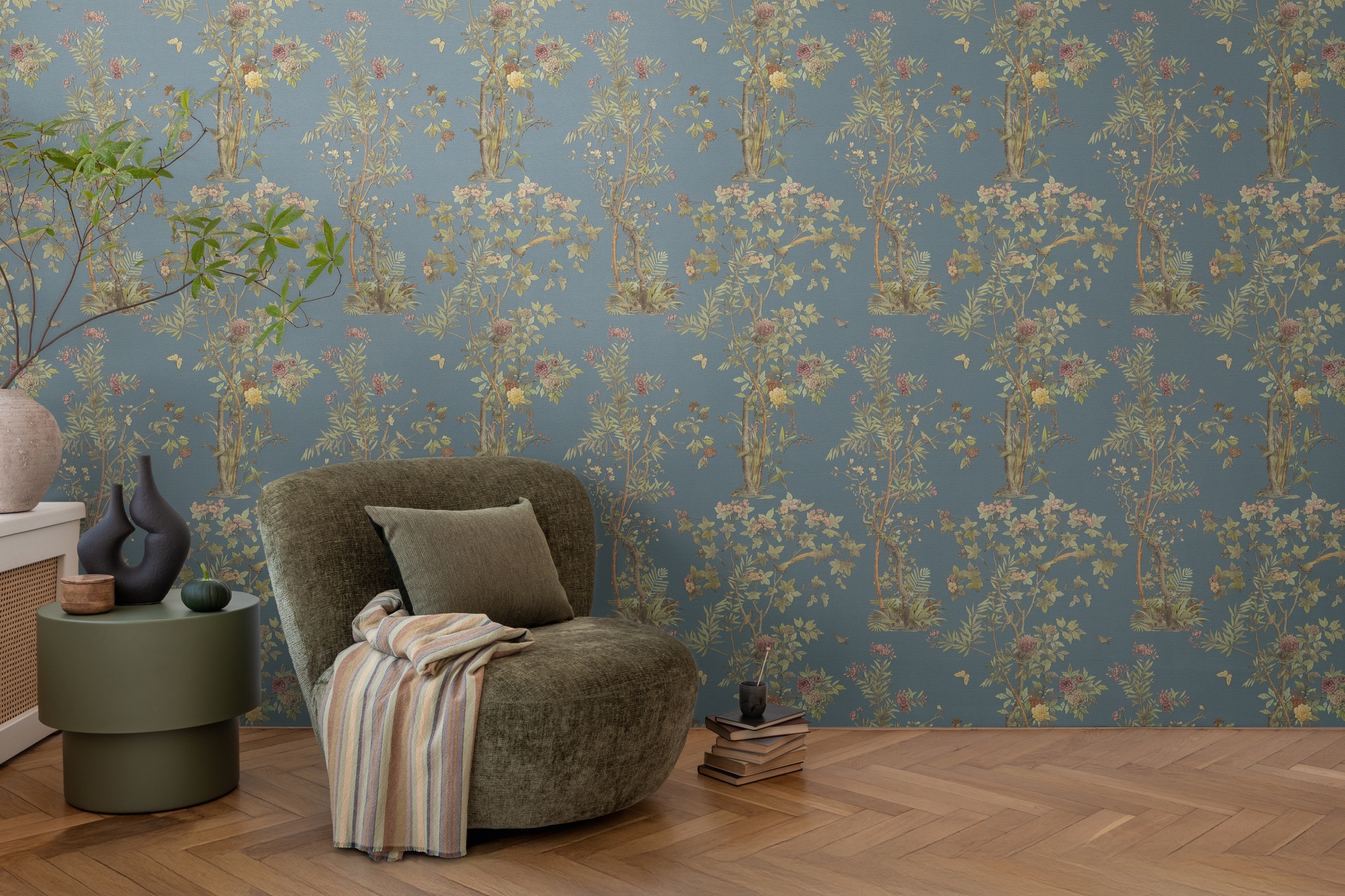 A.S. Création Vliestapete »Florale Mustertapete Schmetterlinge bunte Farben« botanisch strukturiert