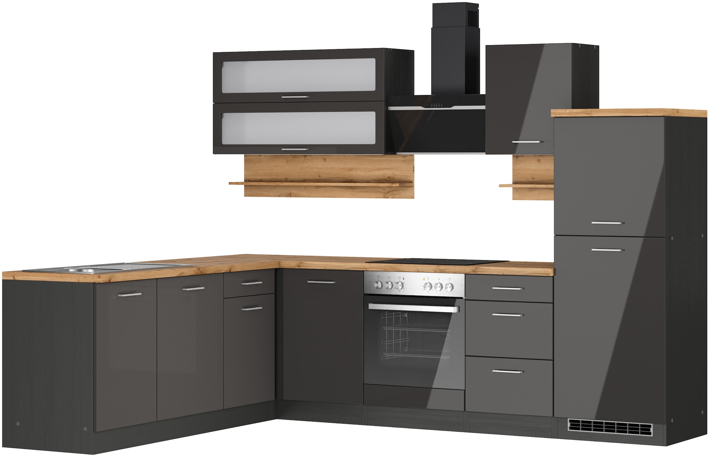 KOCHSTATION Winkelküche "KS-Milan", Stellbreite 280/220 cm, viel Stauraum, günstig online kaufen