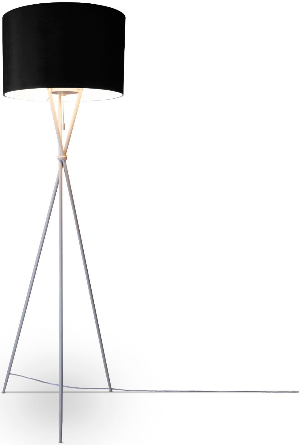 Paco Home Stehlampe »Kate uni Color« E27 Wohnzimmer Dreibein Standleuchte Velour Höhe 177,5cm Filigran E27