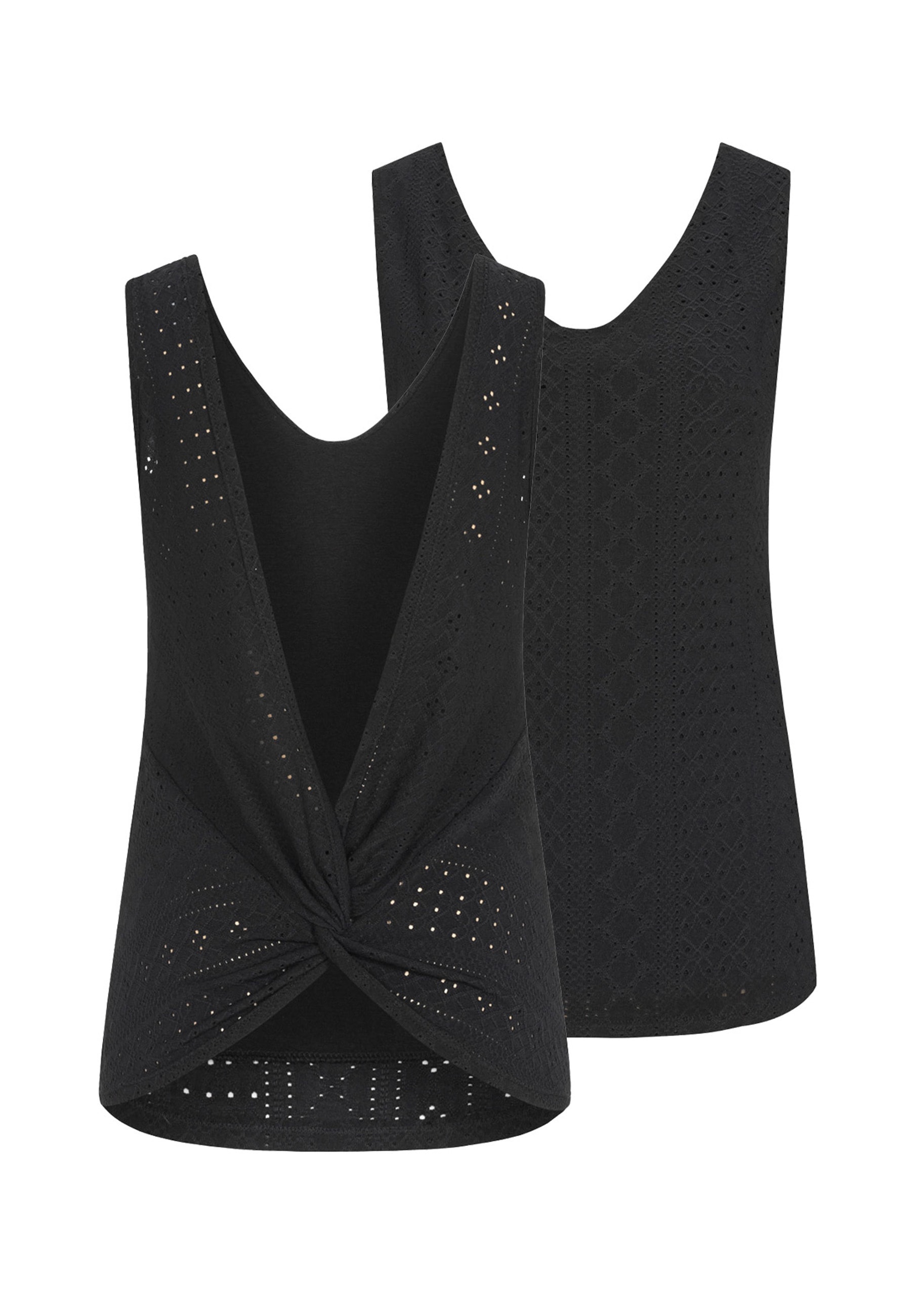 CLOUD 5IVE Klassische Bluse "CLOUD 5IVE Top mit Lochmuster und hinten offen in Wickeloptik"