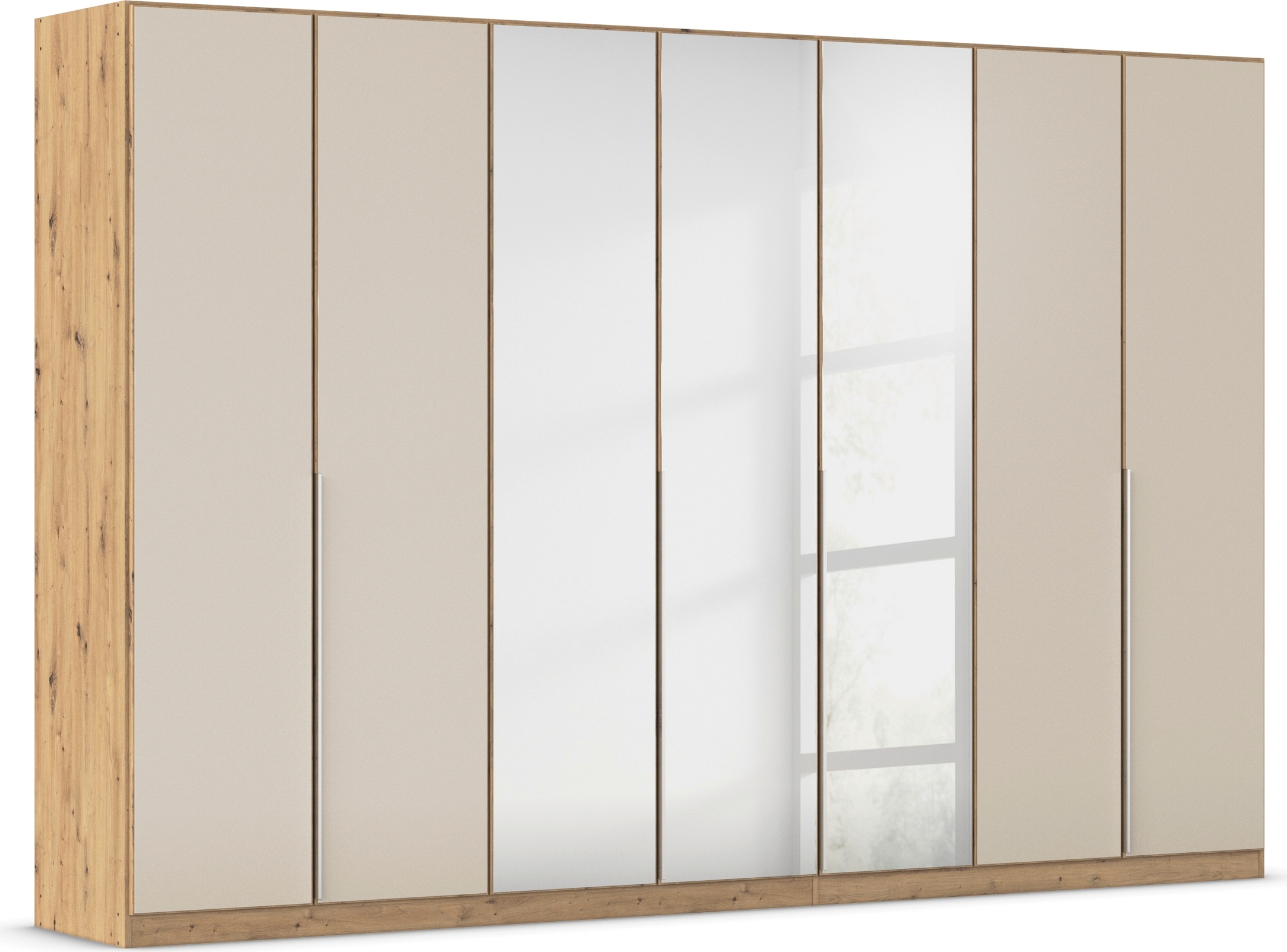 OTTO home Drehtürenschrank "Kleiderschrank Schrank Garderobe AGORDO mit Glasfront und Spiegel" in zwei Griff-Farben, Breiten 91-405 cm, durchdachte Innenausstattung, in 8 Breiten und 2 Höhen MADE IN GERMANY