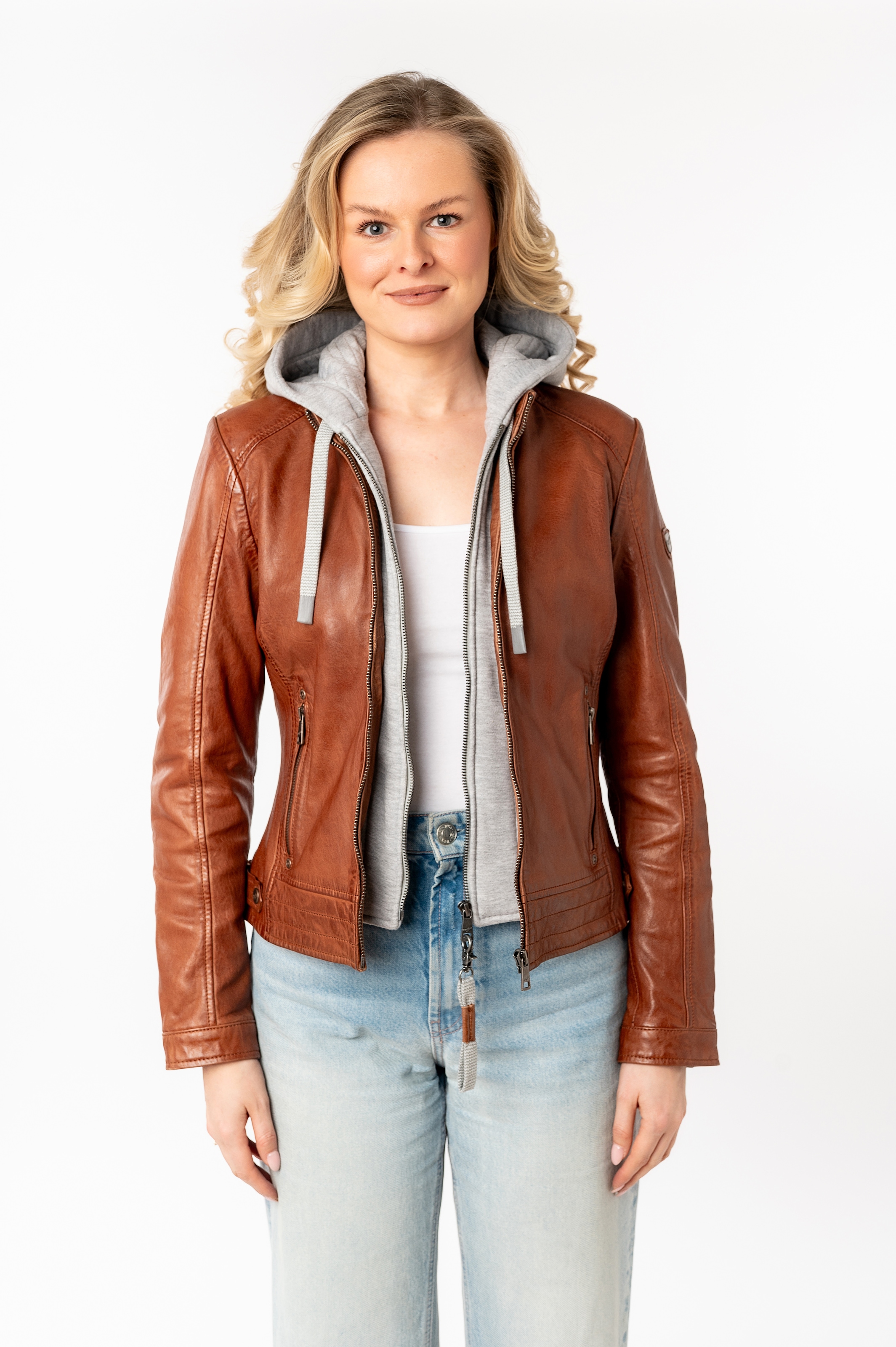 Mauritius Lederjacke "MWAleni", mit Kapuze, mit Jerseykapuze und Stehkragen günstig online kaufen