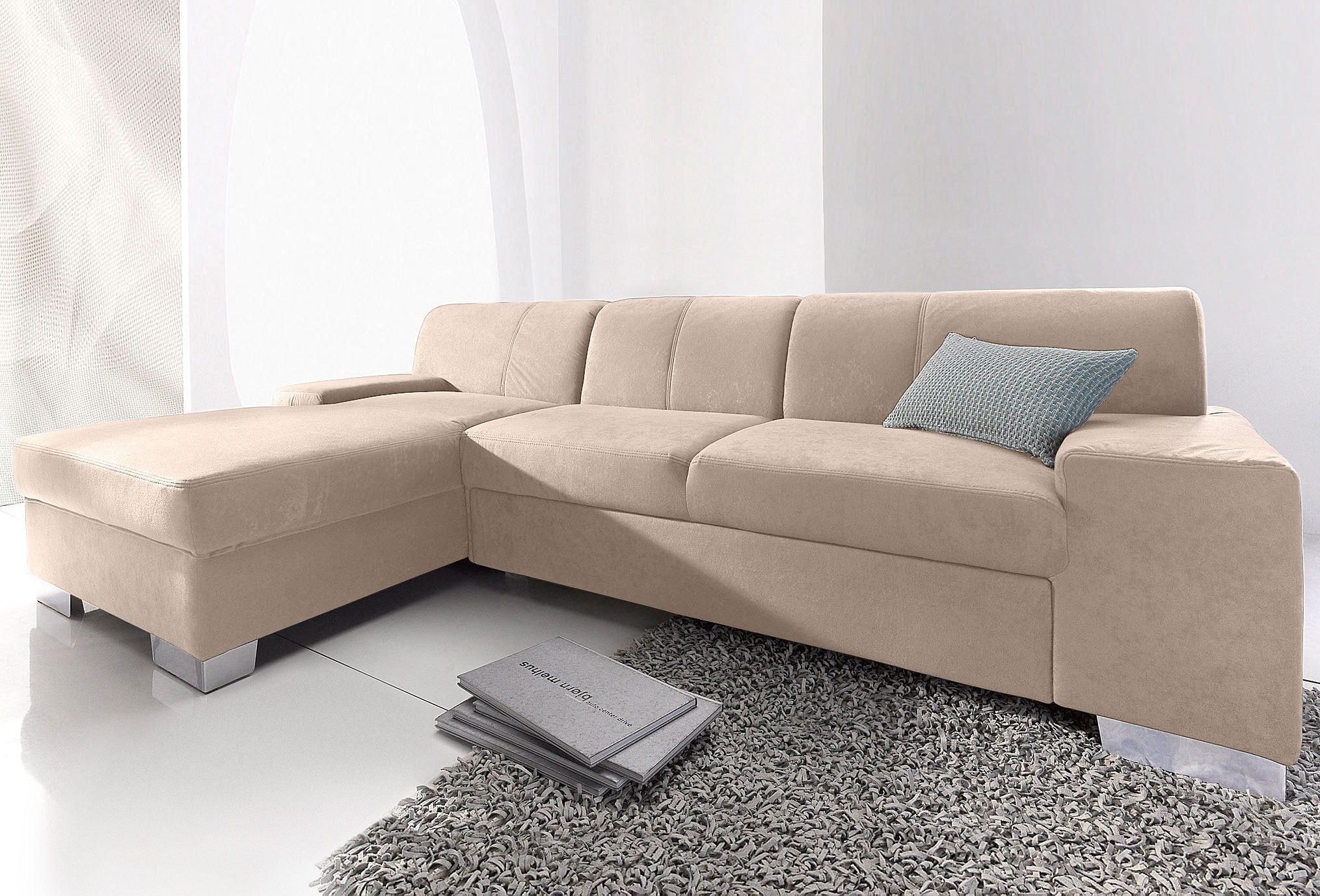 DOMO collection Ecksofa "Star, zeitlose Formensprache, elegante Optik, Breite 248cm, L-Form" wahlweise mit Bettfunktion