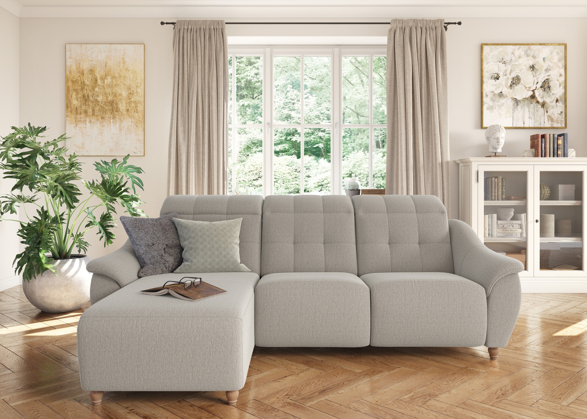 Home affaire Ecksofa "Boston L-Form" Kopfteilverstellung an jeder Sitzfläch günstig online kaufen