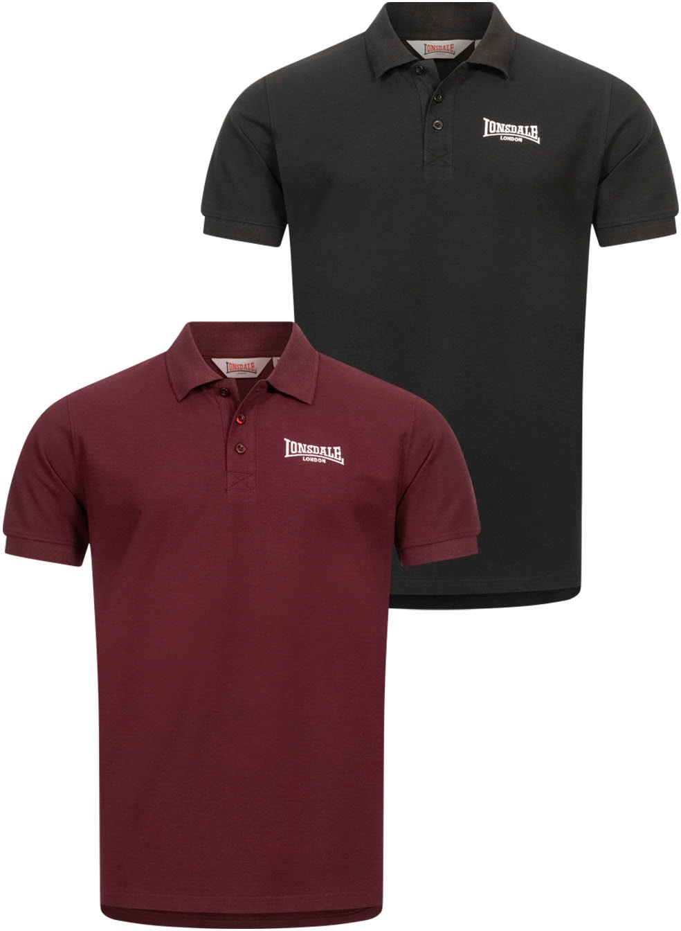 Lonsdale Poloshirt "LINGHOLME" Packung, 2 Stk. 2er-Pack, mit Polokragen, aus Baumwoll-Jersey, Kurzarm