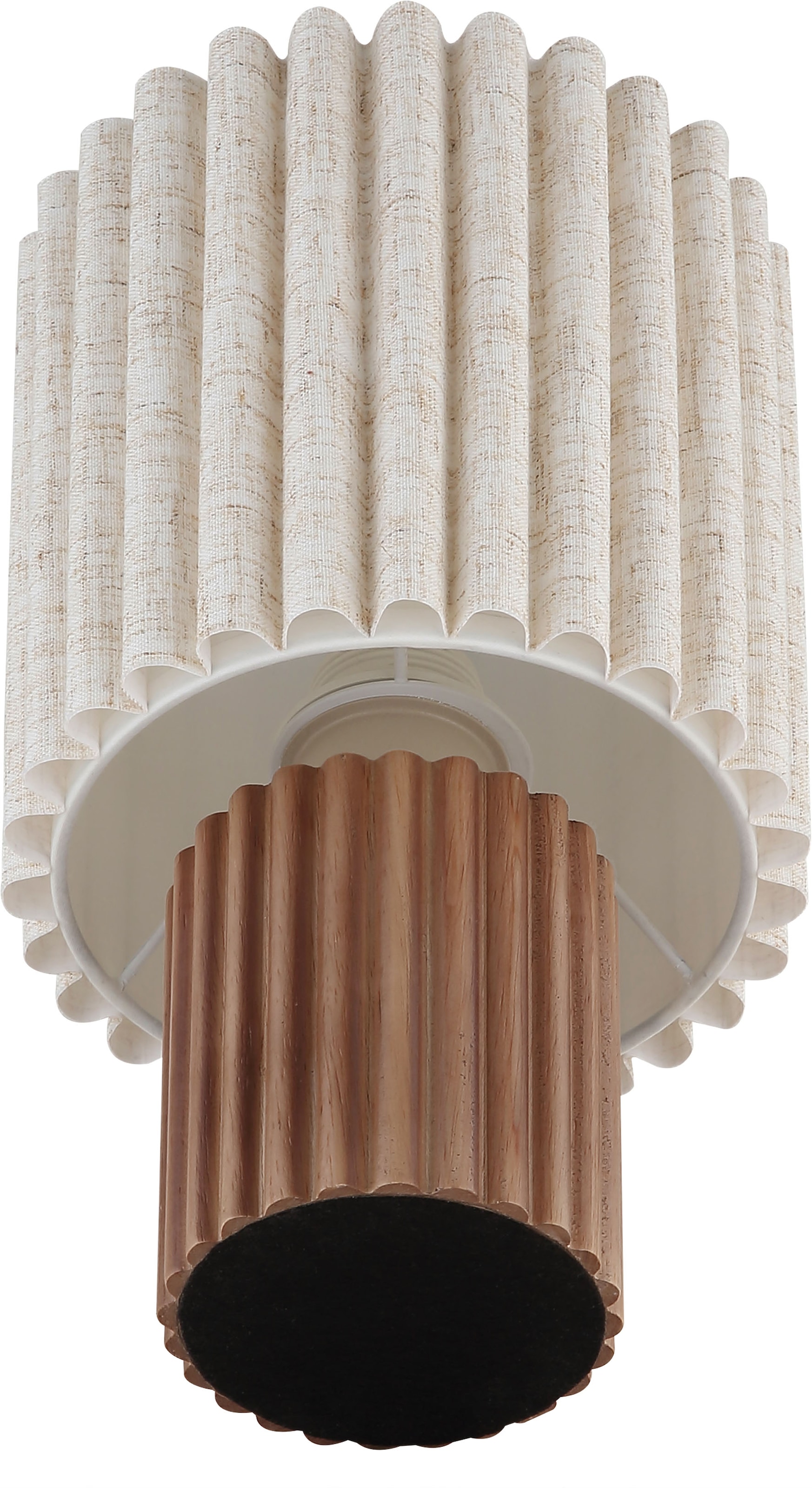 GLOBO LIGHTING Tischleuchte »JANNIE« E27 1 Stk. Holz-Tischleuchte, Leinen-Schirm, Wippschalter, E27, Ø180mm