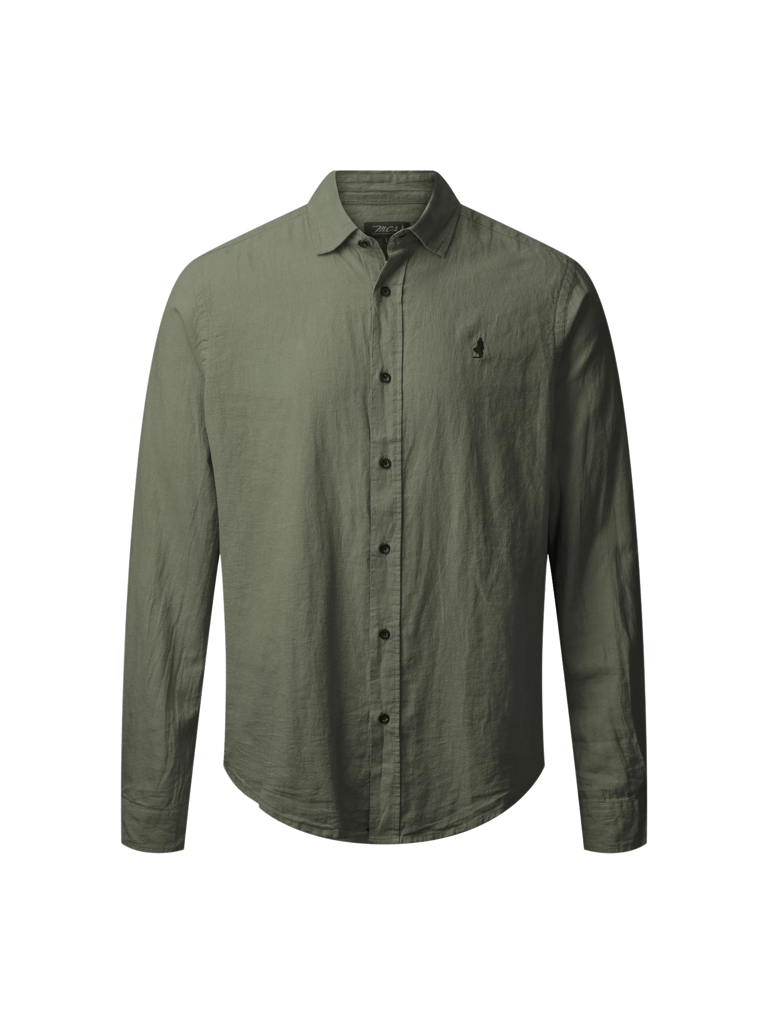 Langarmhemd MCS "MCS shirt MCGrand Prairie", Herren, Gr. L, Normalgrößen, beetle, Obermaterial: 55% Leinen, 45% Baumwolle, Hemden