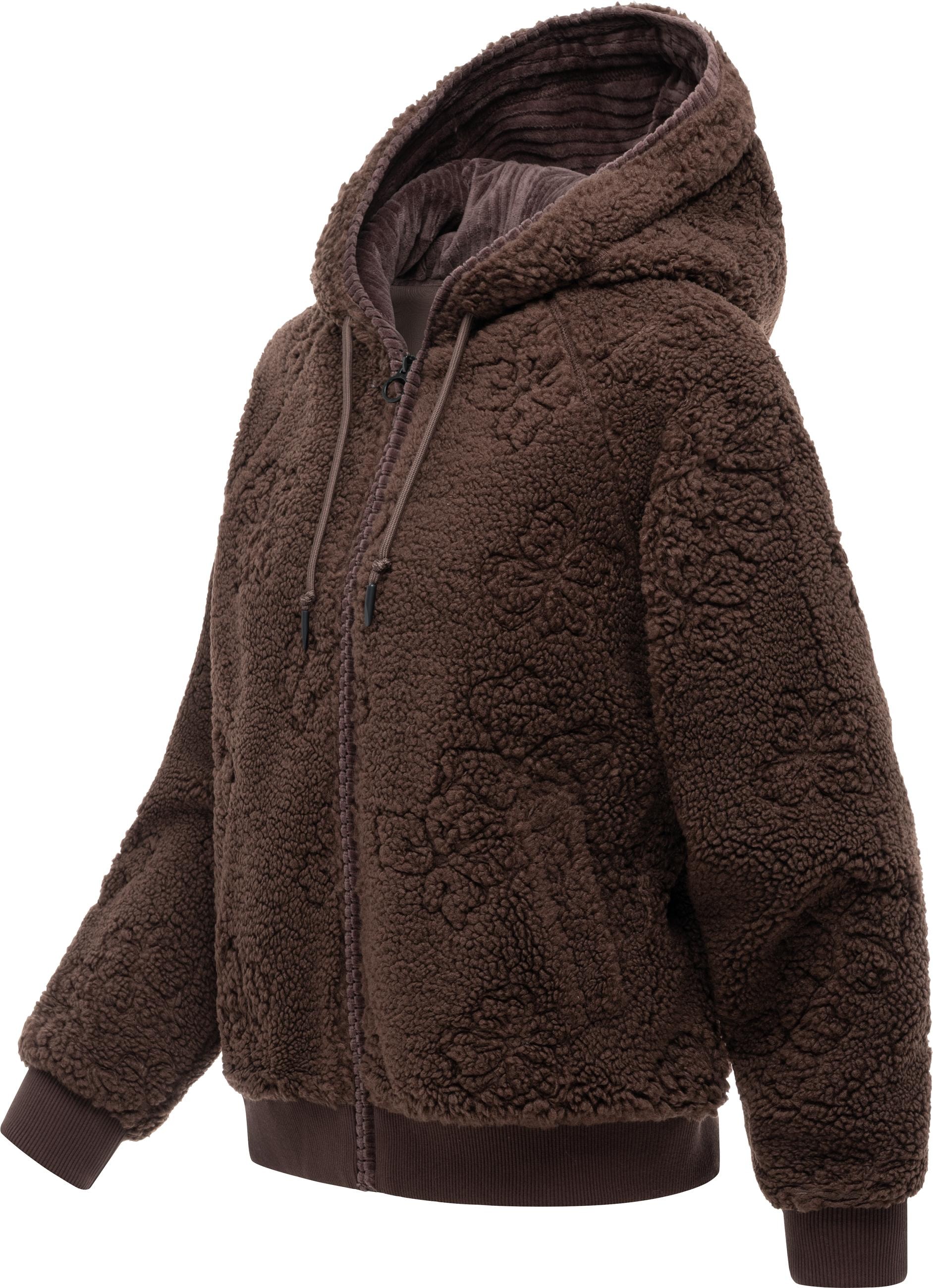 Ragwear Plüschjacke »Taliana Emboss Y« mit Kapuze Leichte Teddyjacke mit verstellbarer Kapuze, winddicht