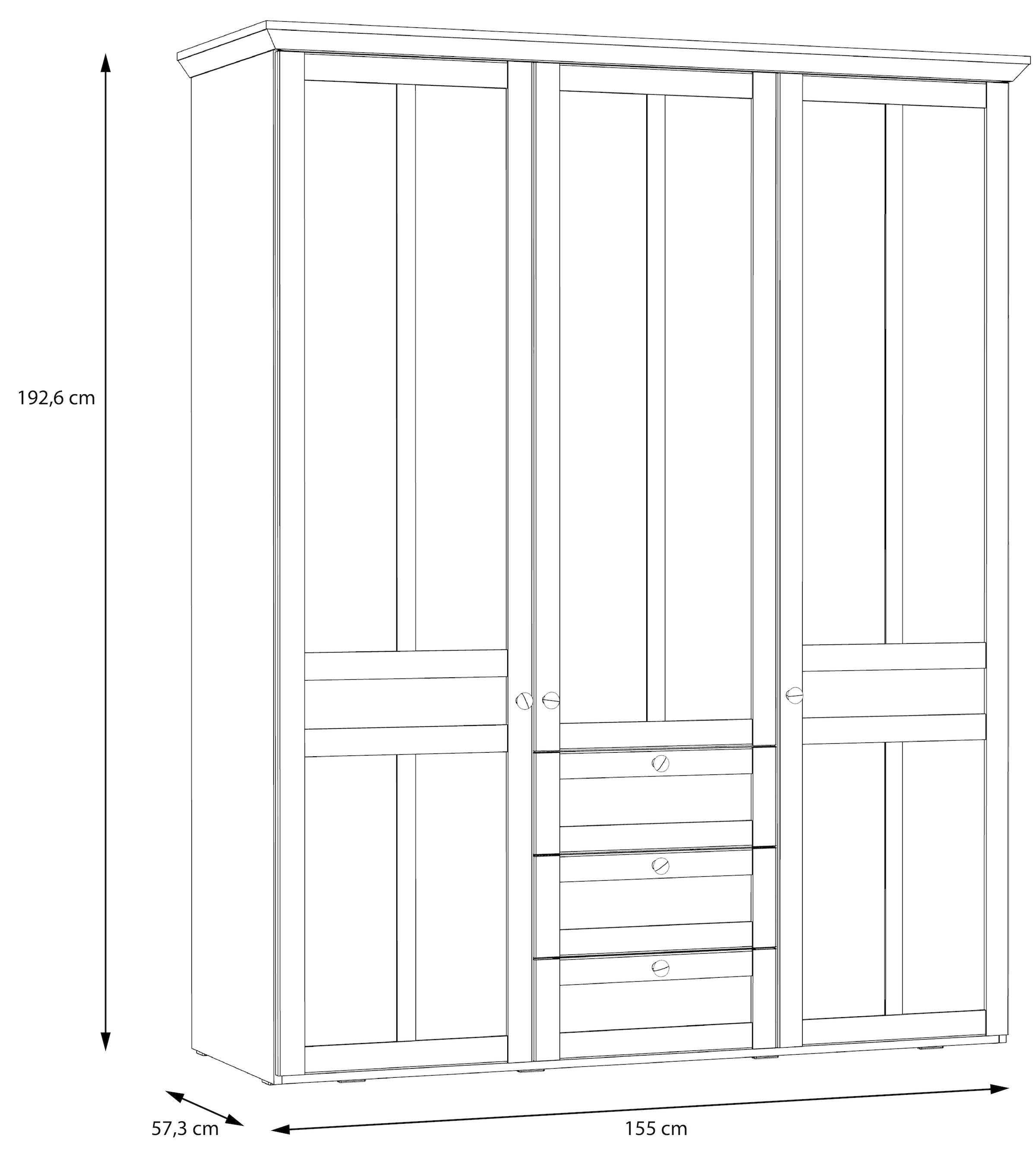 FORTE Kleiderschrank »Iloppa«, (Maße: B/H/T ca. 155x192,6x57,3 cm), im Landhausstil