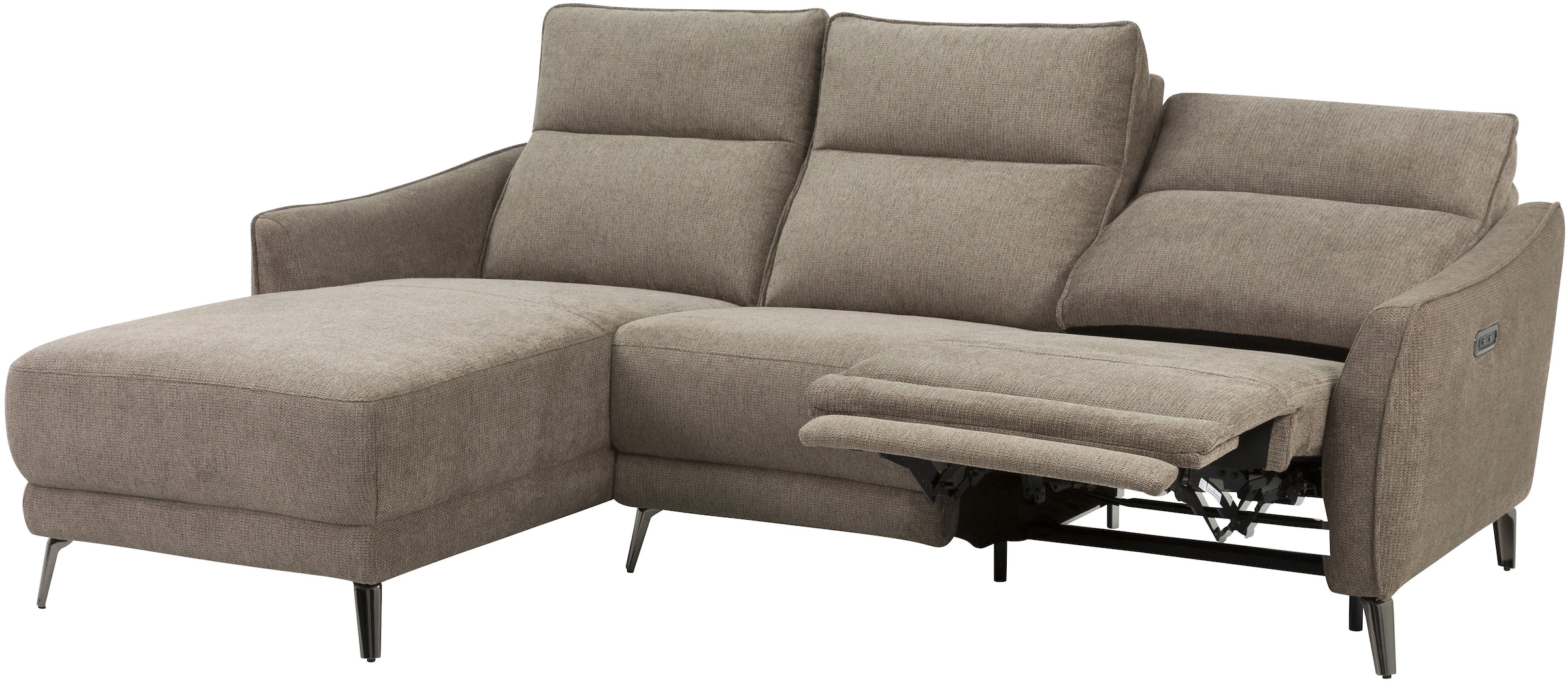 INOSIGN Ecksofa »TAYLER 3-Sitzer, L-Form (Breite 239cm), elektr. Relaxfunktion, USB A/C«, und Recamiere, Liegefunktion durch Recliner, Federkernpolsterung