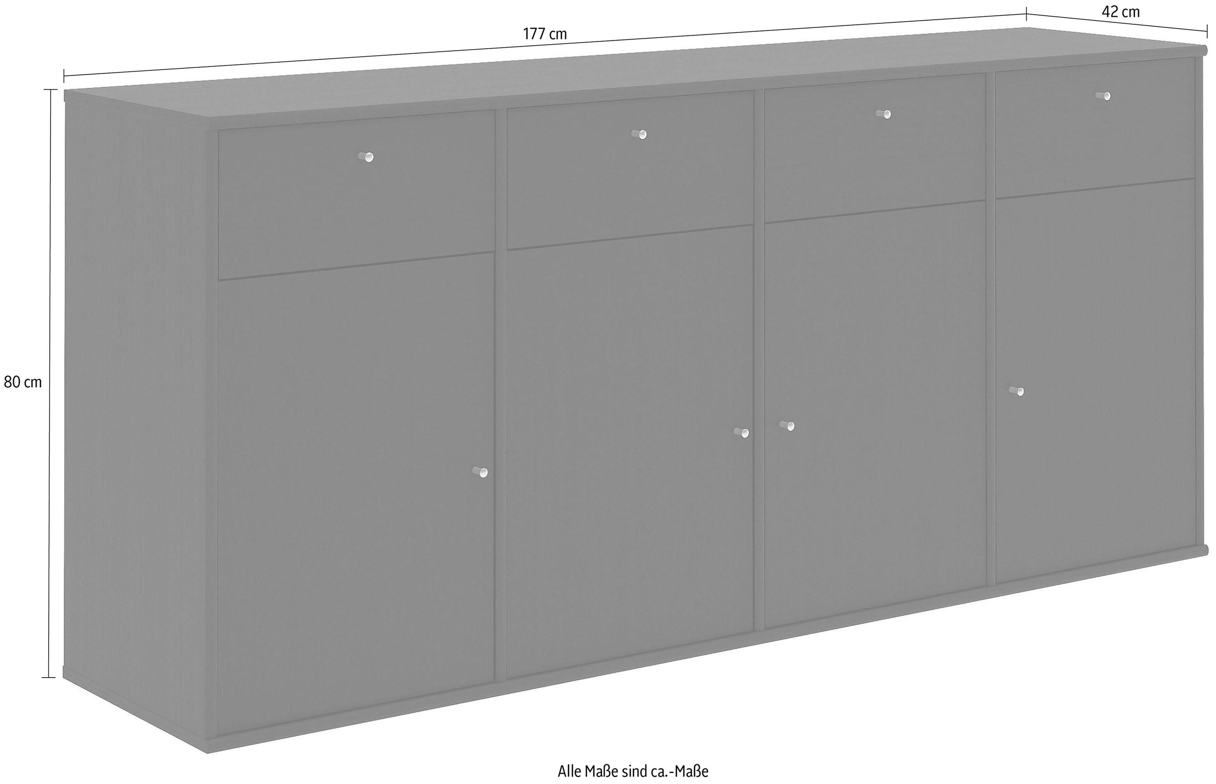 Hammel Furniture Sideboard »Mistral, Hochwertig Schrank, hängend/stehend montierbar«, mit Türen und Schubladen, B: 177 cm, anpassungsbar Designmöbel