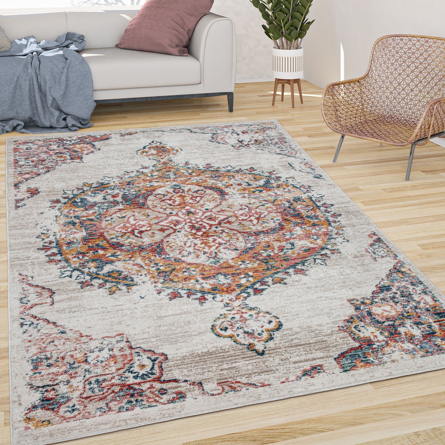 Paco Home Teppich »Herbete 733«, rechteckig, 8 mm Höhe, Kurzflor, Orient-Optik, Vintage Design