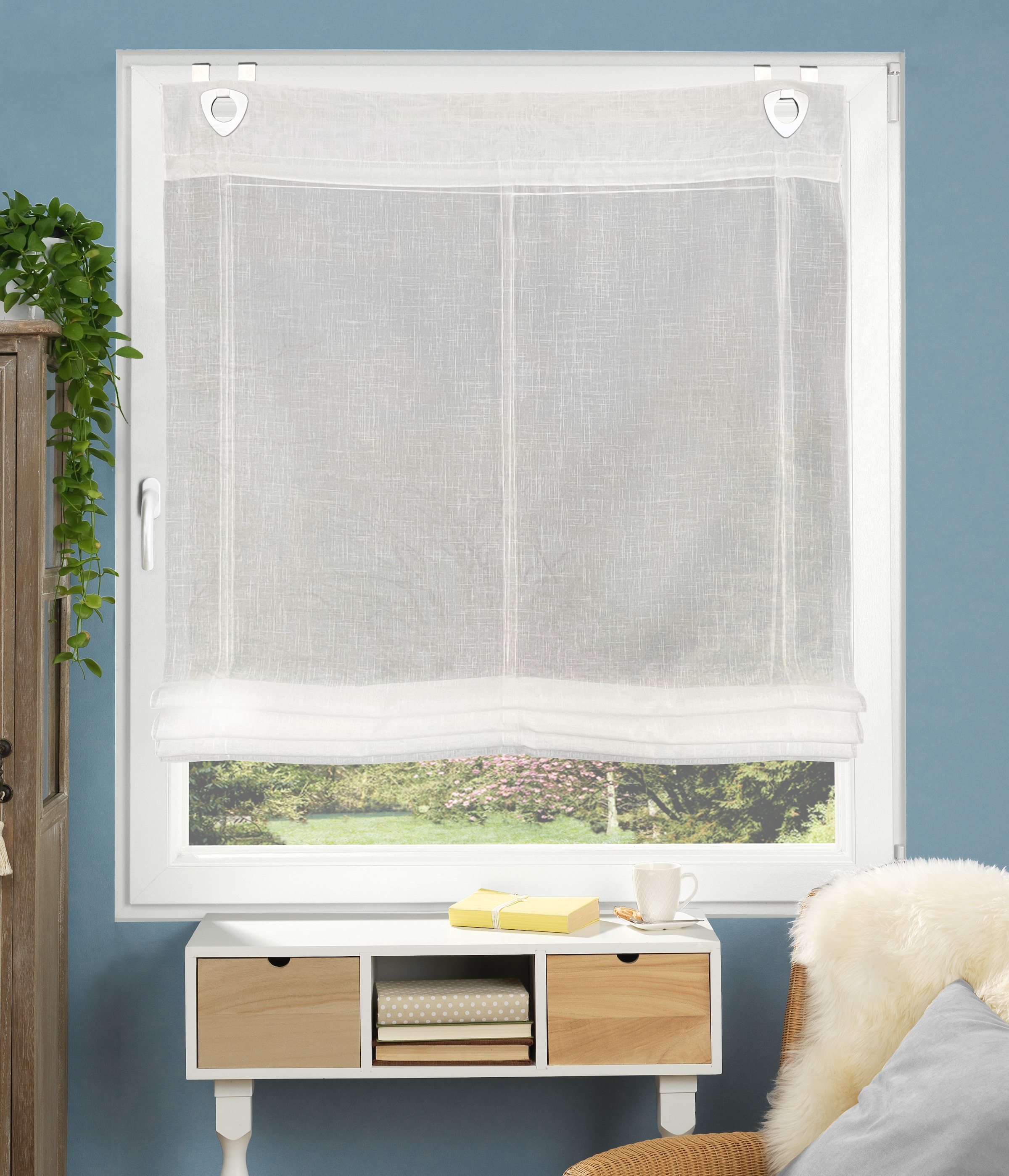 HOME WOHNIDEEN Raffrollo "CASPER" mit Stangendurchzug ohne Bohren freihänge günstig online kaufen