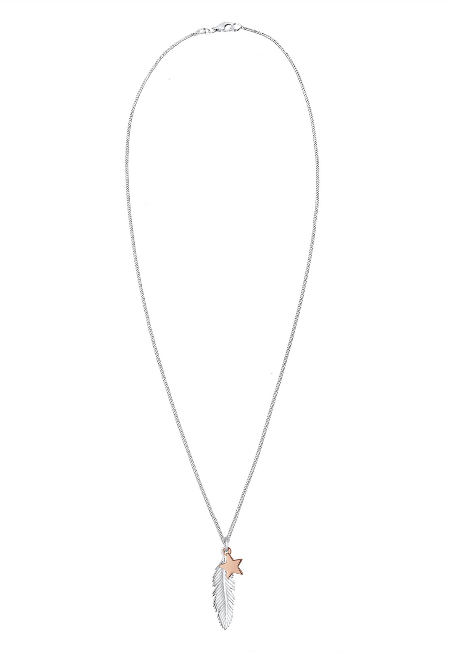Elli Kette mit Anhänger »Feder Stern Bi-Color 925 Silber«