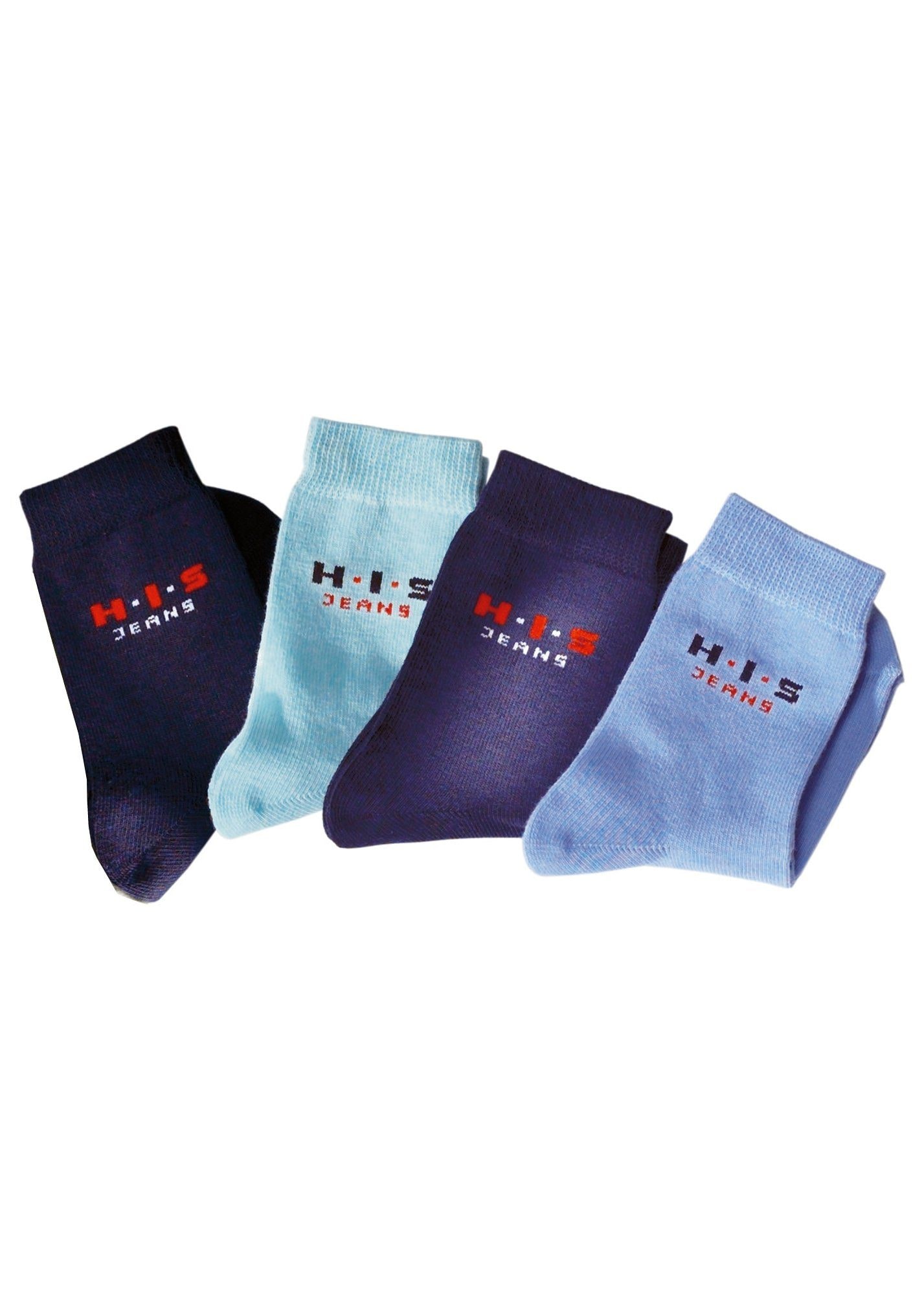 H.I.S Basicsocken, (Packung, 4 Paar), mit kontrasfarbenem Logo