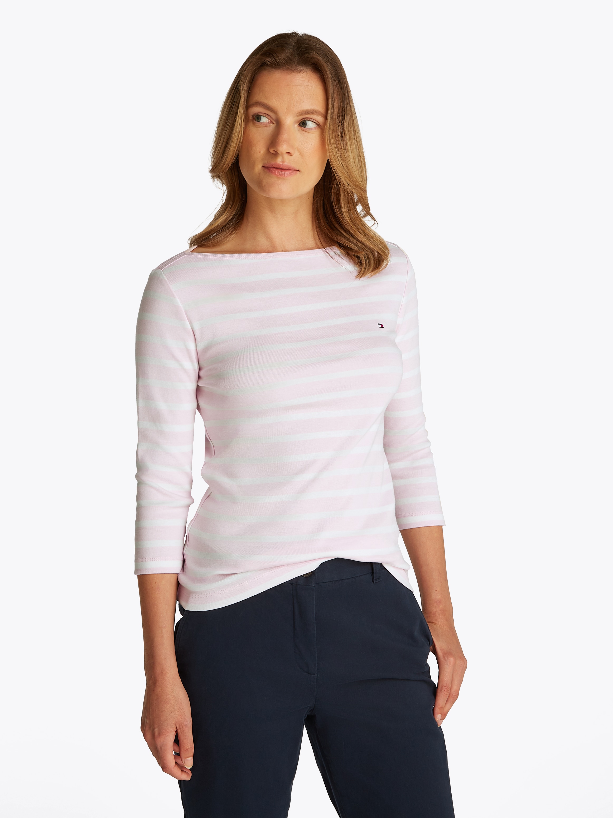 TOMMY HILFIGER 3/4-Arm-Shirt »NEW CODY SLIM BOAT-NK 3/4SLV«, mit Logostickerei