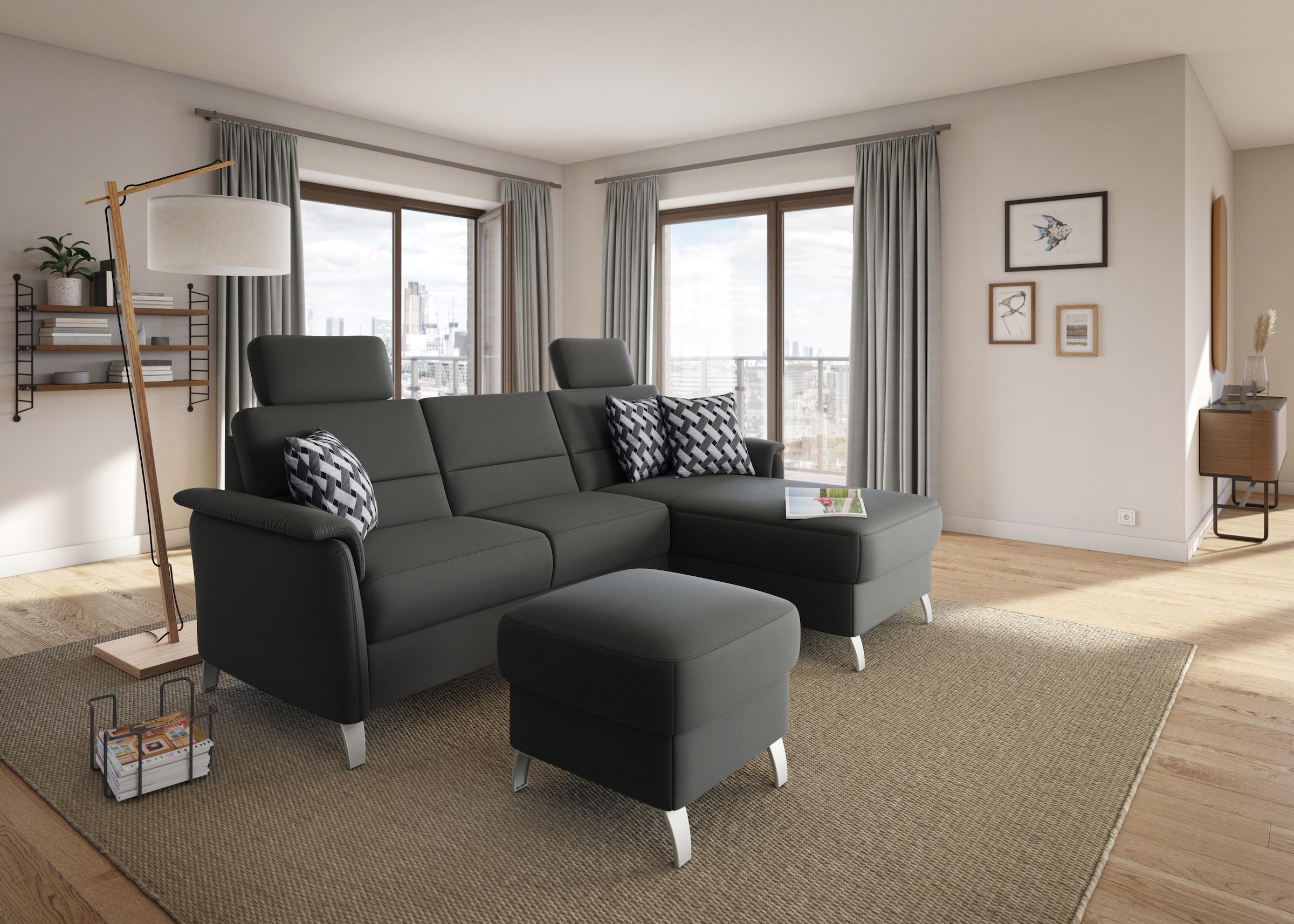 sit&more Ecksofa "Palmera L-Form, B: 244 cm" optional Bettfunktion & Bettka günstig online kaufen