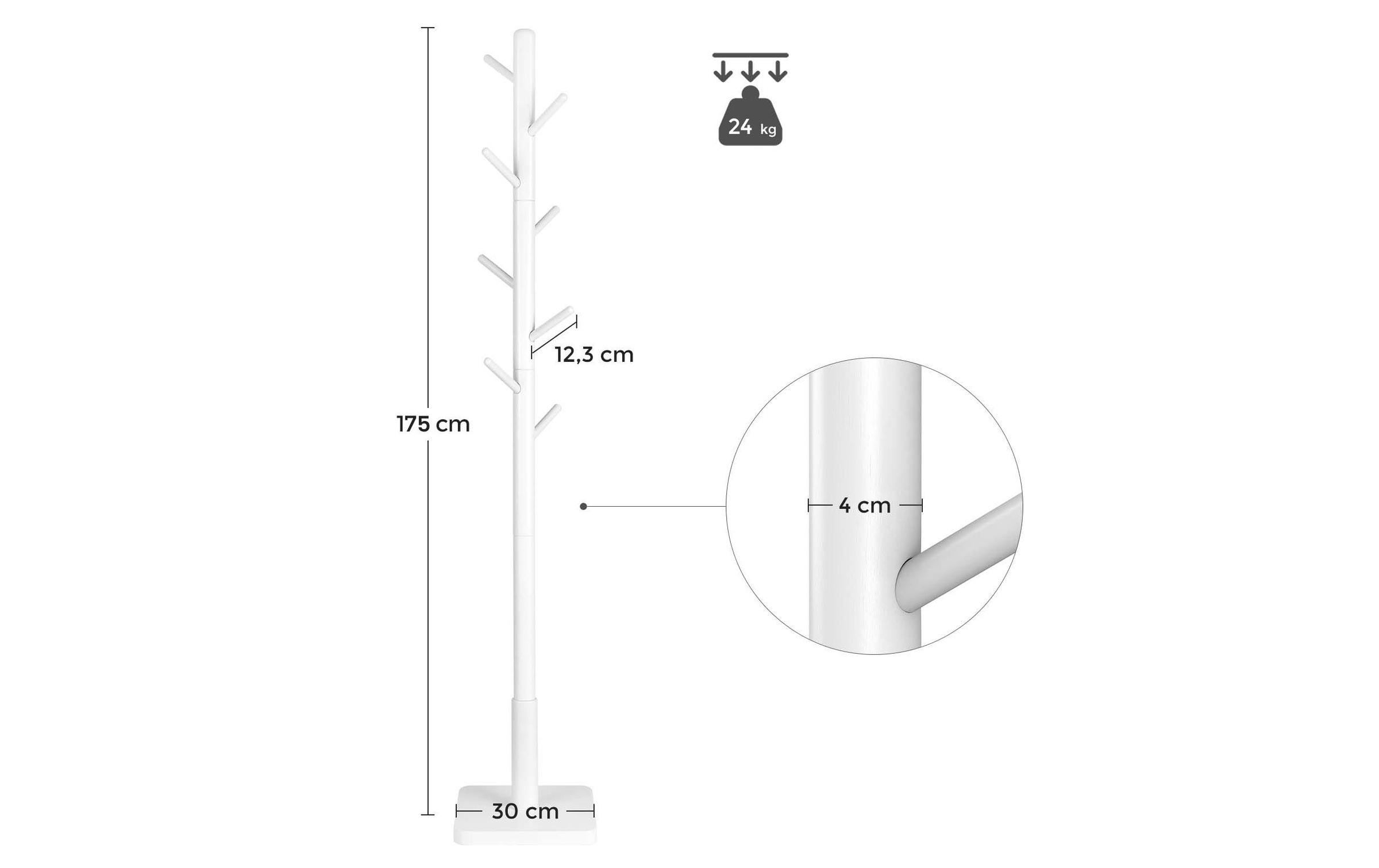 VASAGLE Garderobenständer »175 cm, Weiss« Holzart: Kautschuk (China)