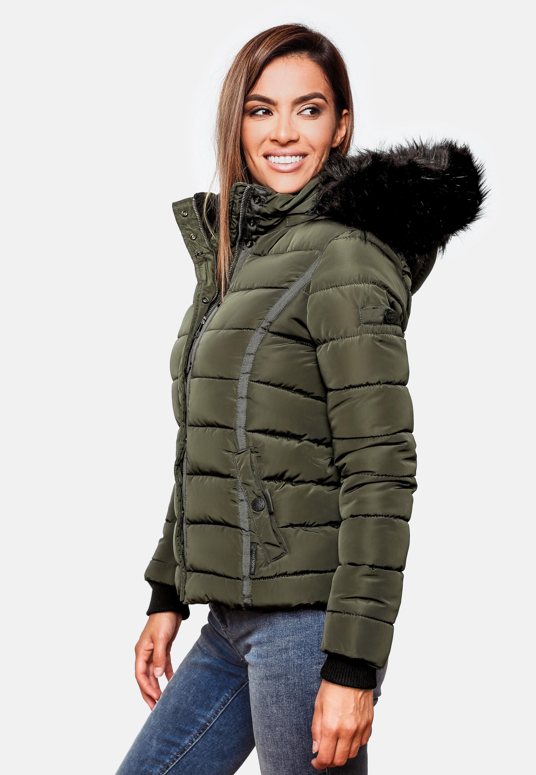 Navahoo Steppjacke »Miamor«, mit Kapuze, hochwertige Winterjacke m. voluminöser Kunstpelz-Kapuze