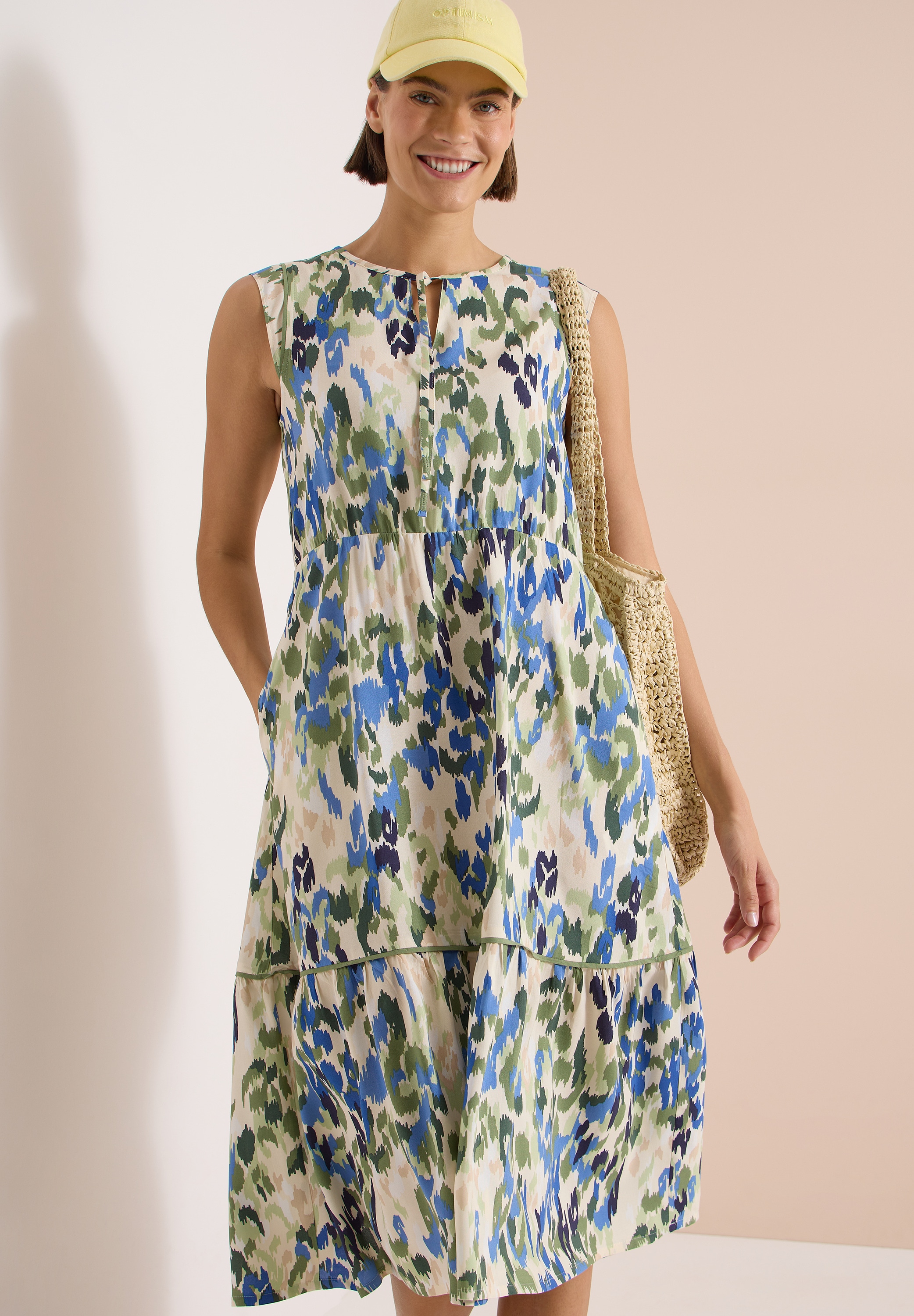 Cecil Midikleid Eingrifftaschen Midi-Sommerkleid mit grafischem Muster