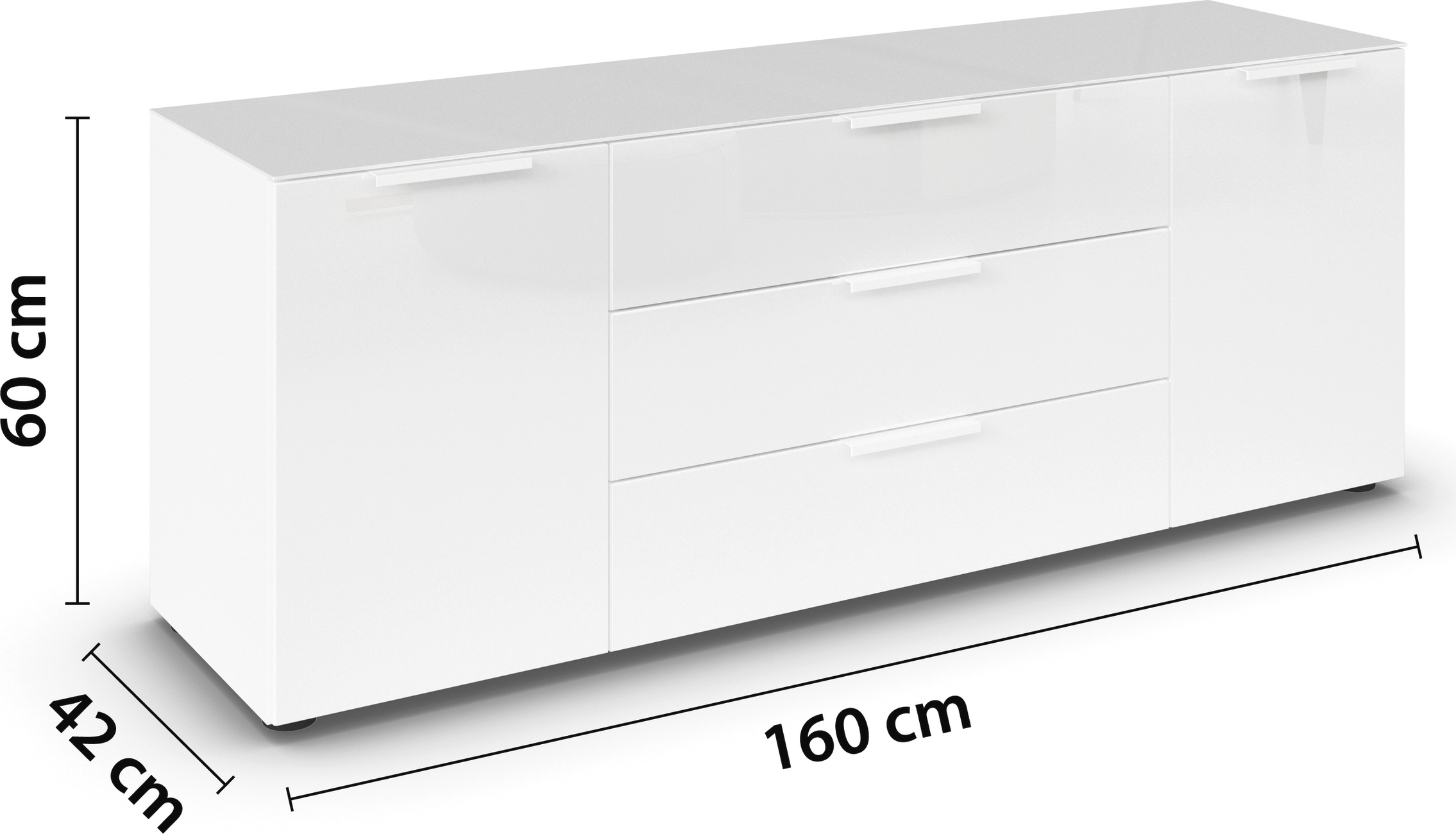 rauch Kombikommode »Kommode Türkommode Sideboard Kombikommode FLIPP mit Glasfront«, (Breite 160 cm mit 2 Einlegeböden), 2-türig, 3 Schubladen, Soft-Close-Funktion, Oberboden und Front Glas