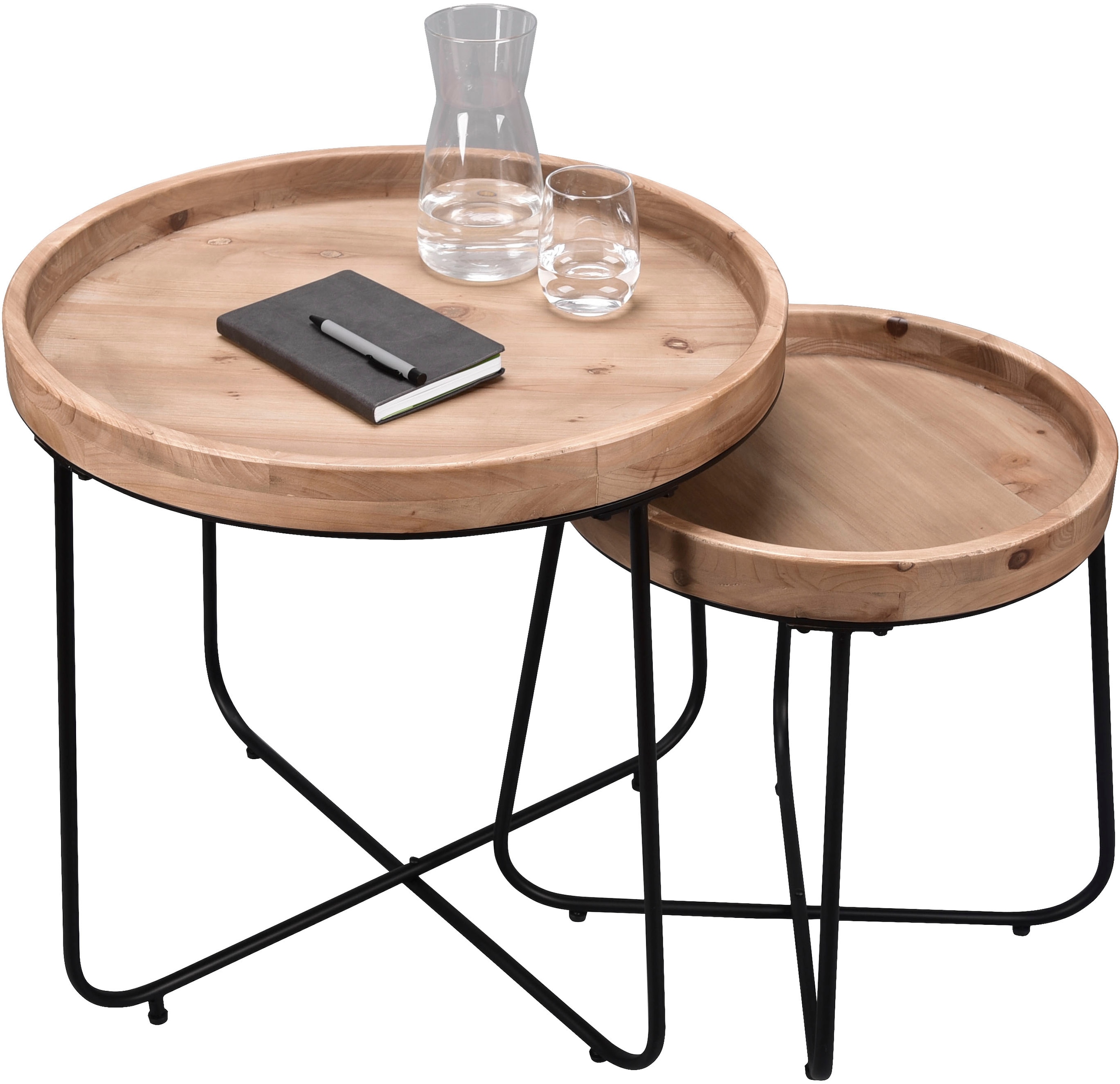 MIRRORS AND MORE Beistelltisch »Jette« 1 Stk. tlg. hochwertige Echtholzplatte