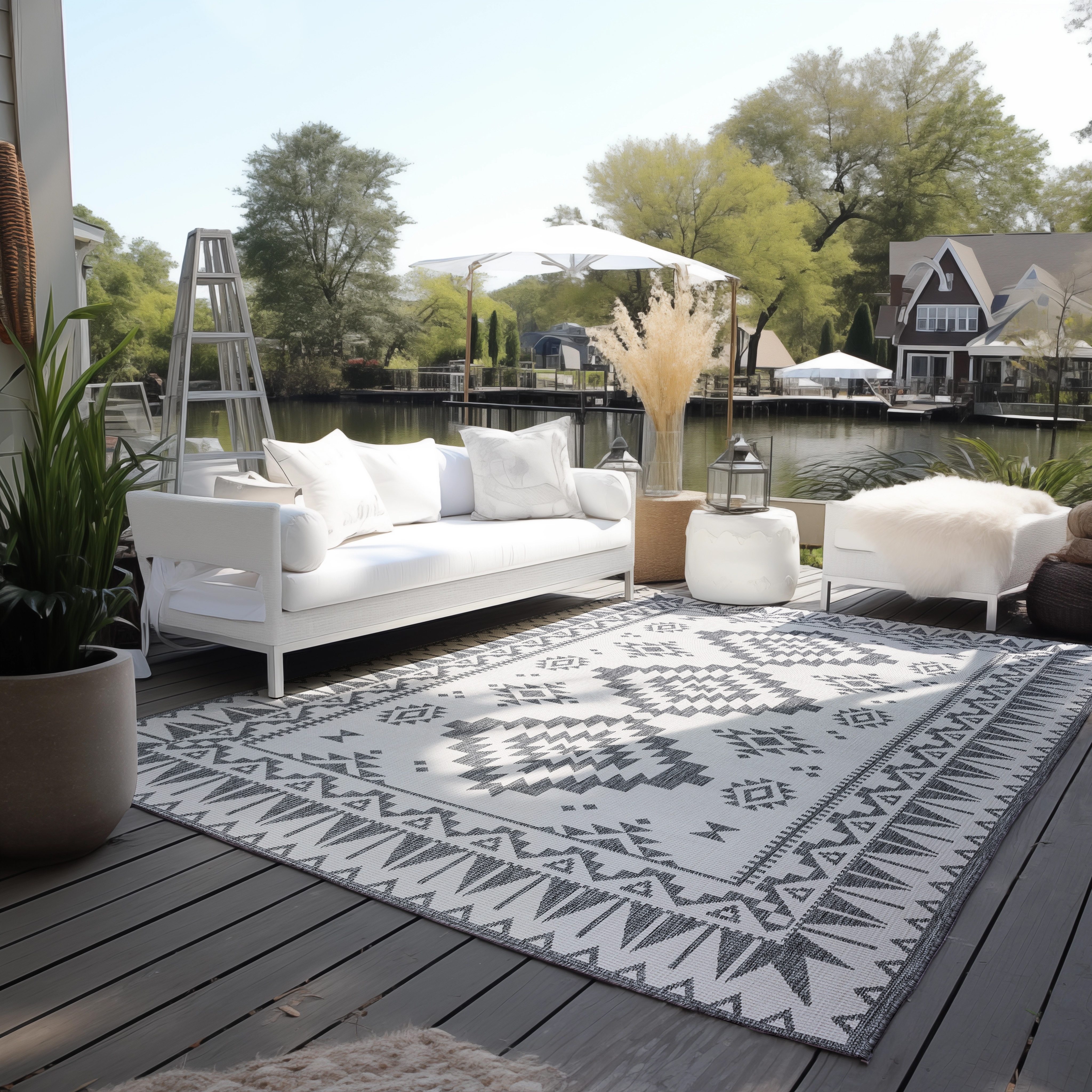 ELLE DECORATION Teppich "Dynamic, Wendeteppich" rechteckig 5 mm Höhe Flachgewebe, In-& Outdoor, Modern, wendbar, Balkon, Wohnzimmer, Außen