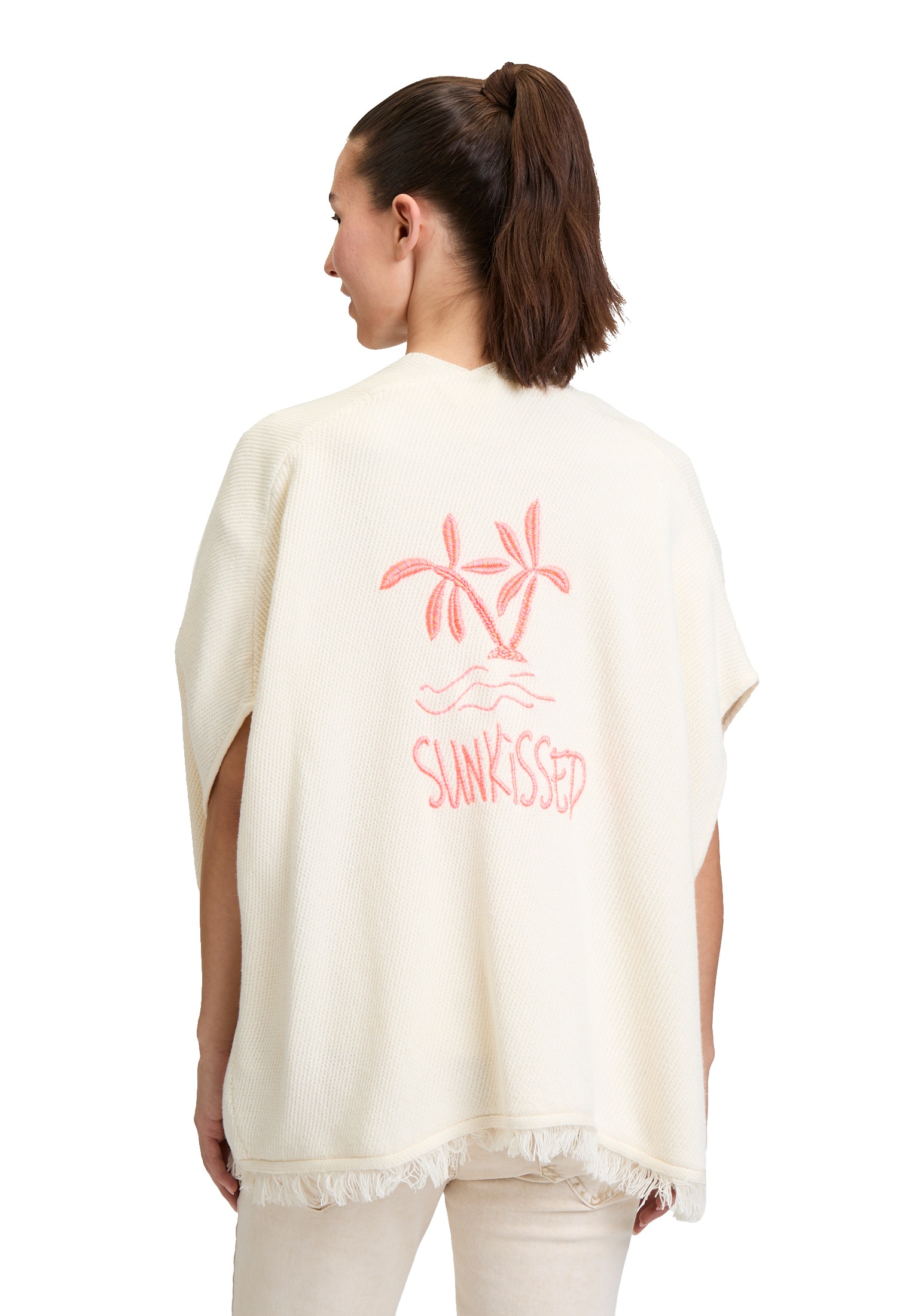 Cartoon Strickjacke »Cartoon Strick-Poncho mit Stickerei«, Stickerei