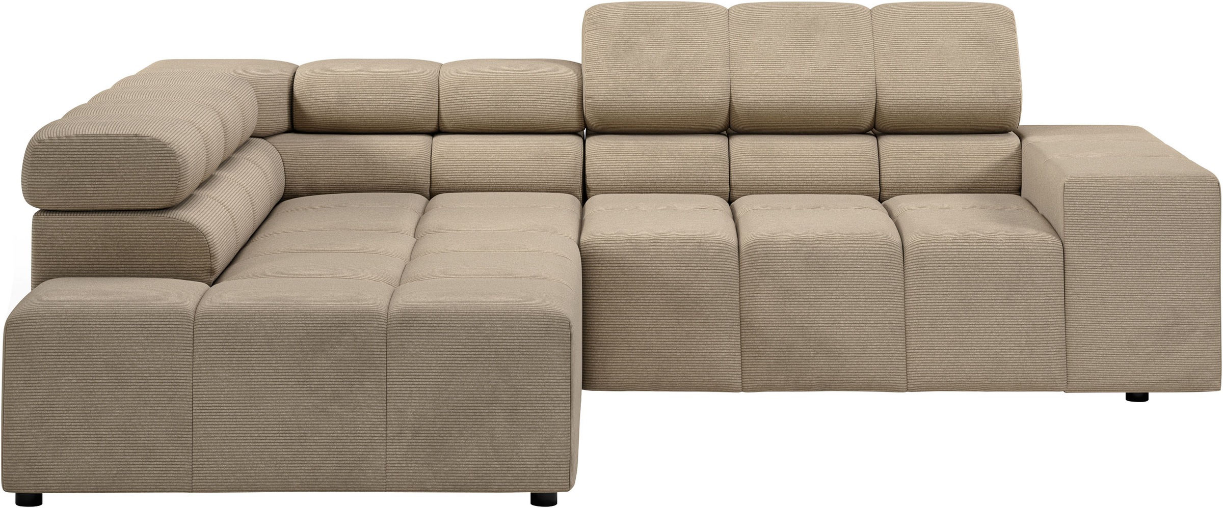 INOSIGN Ecksofa »Ancona, incl. Kopfteilverstellung + 3 Zierkissen, L-Form, bequem«, wahlweise motorische Sitztiefenverstellung, B/T(H: 249/215/70 cm
