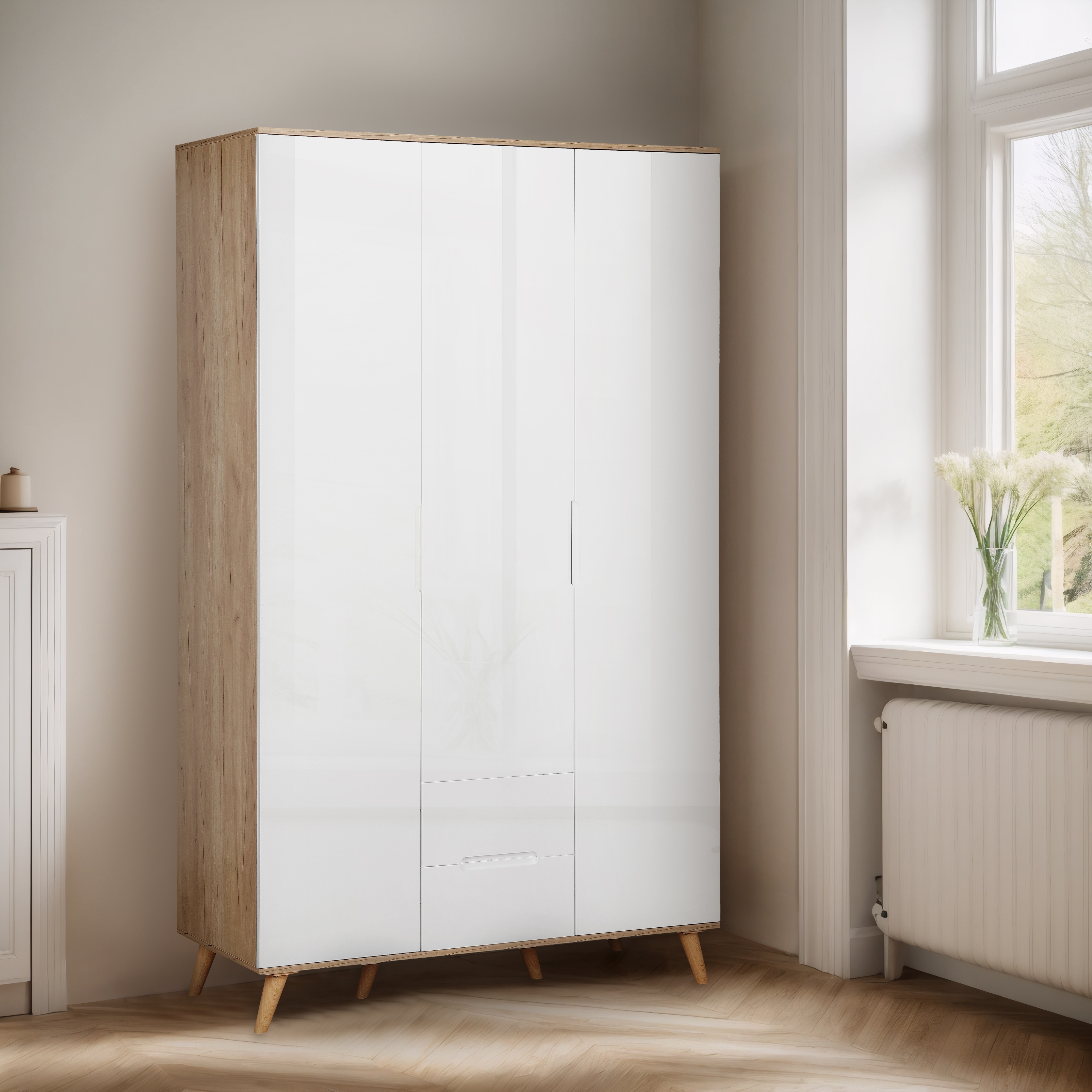 OTTO home Kleiderschrank "Lund Schlafzimmerschrankim skandinavischem Design" Garderobenschrank mit Premium Innenausstattung, Breite 120cm