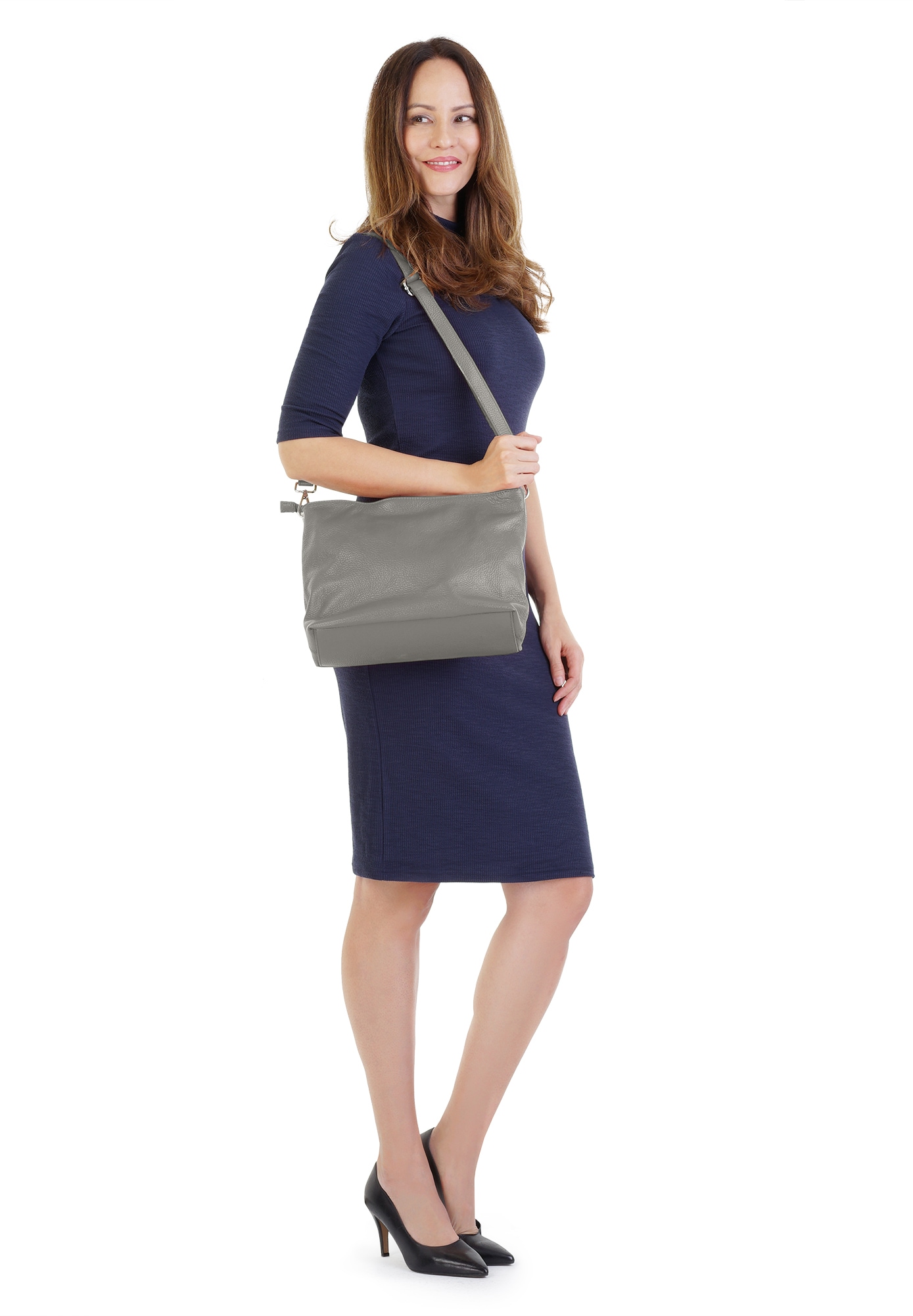 Samantha Look Umhängetasche echt Leder, Made in Italy