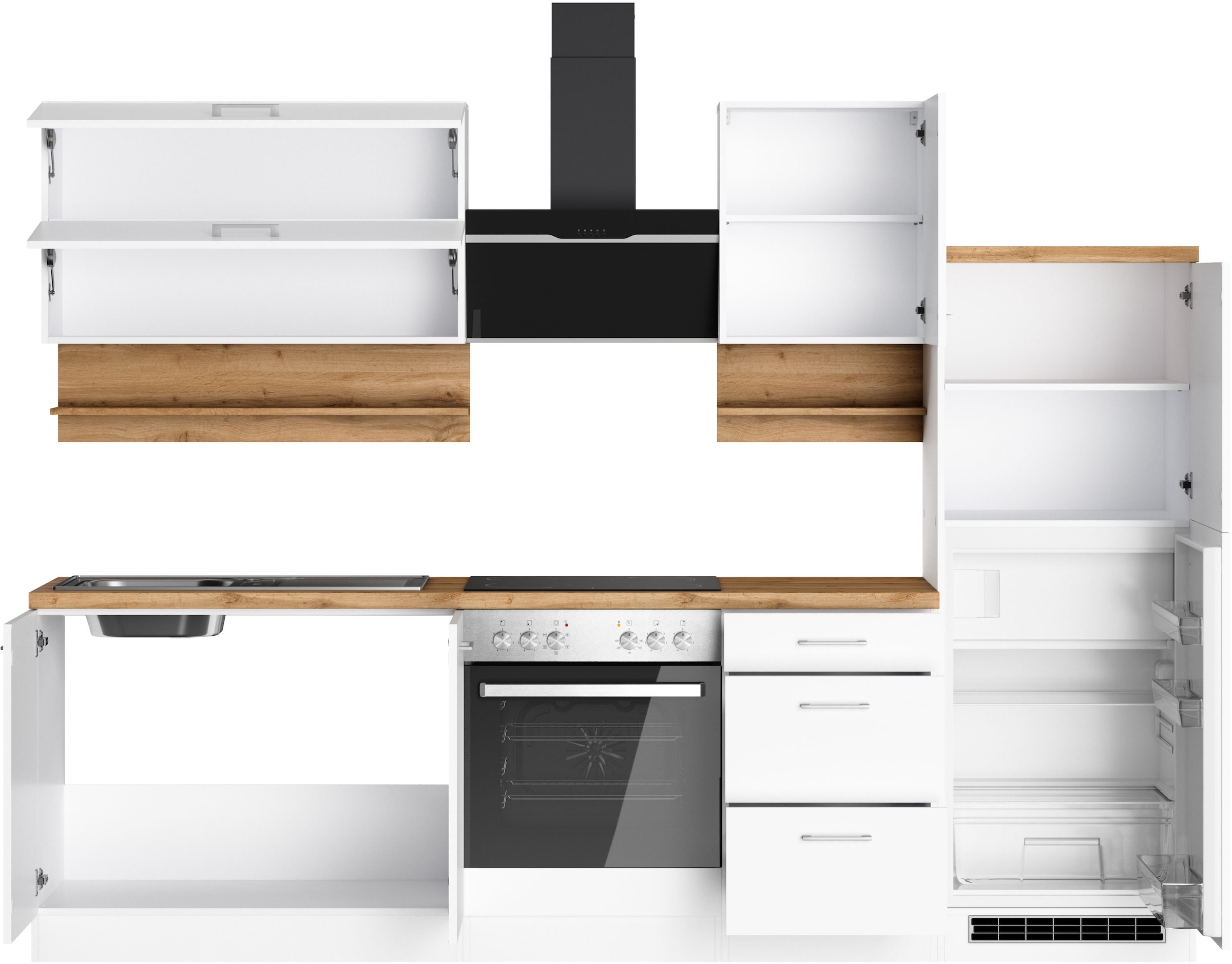 KOCHSTATION Küchenzeile »KS-Milan« 270 cm breit, robuste Metallauszüge, viel Stauraum