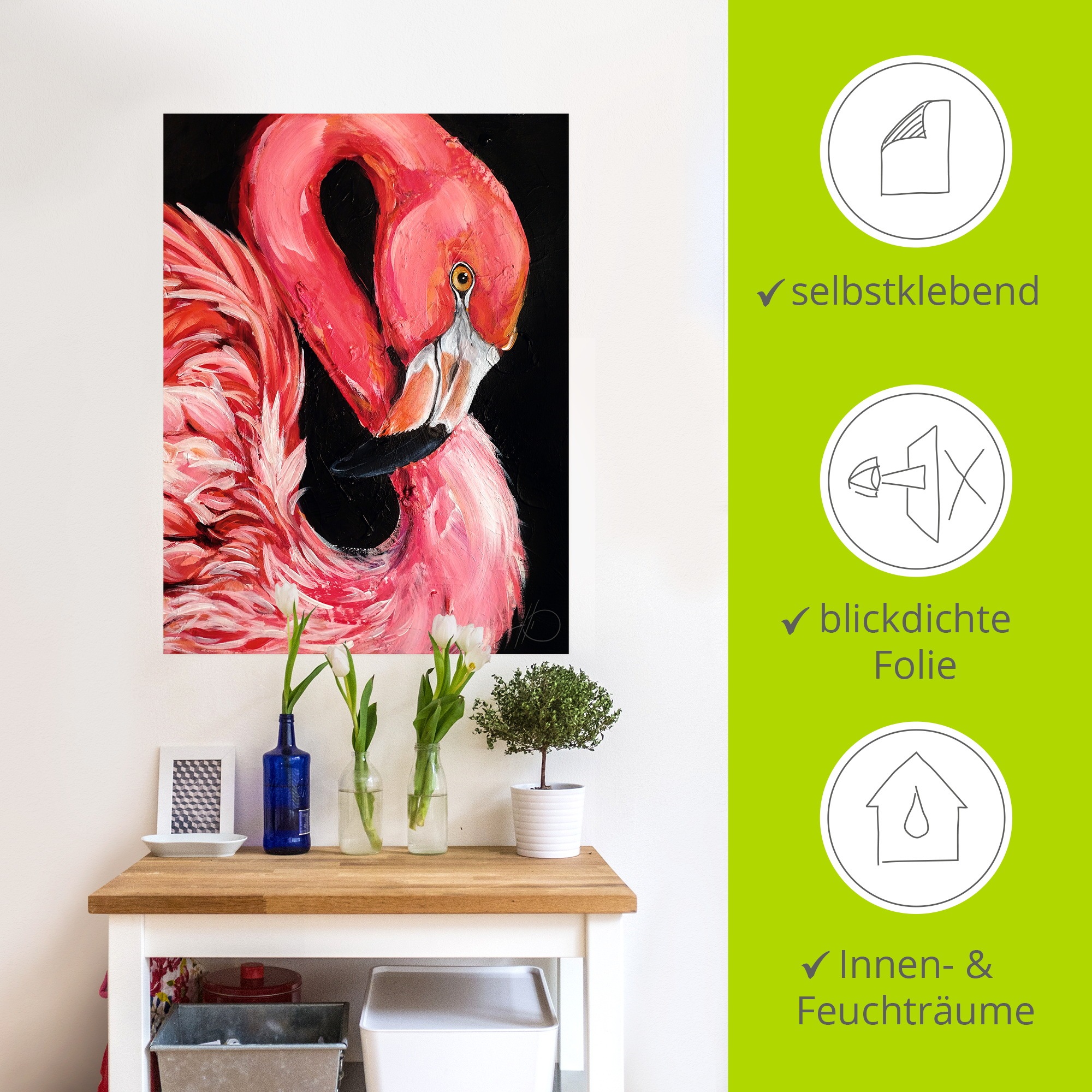 Wandbild ARTLAND "Flamin-GO", farbe bild(er): pink, B:60cm H:80cm, Bilder, als Alubild, Leinwandbild, Poster, Wandaufkleber in verschied. Größen 2