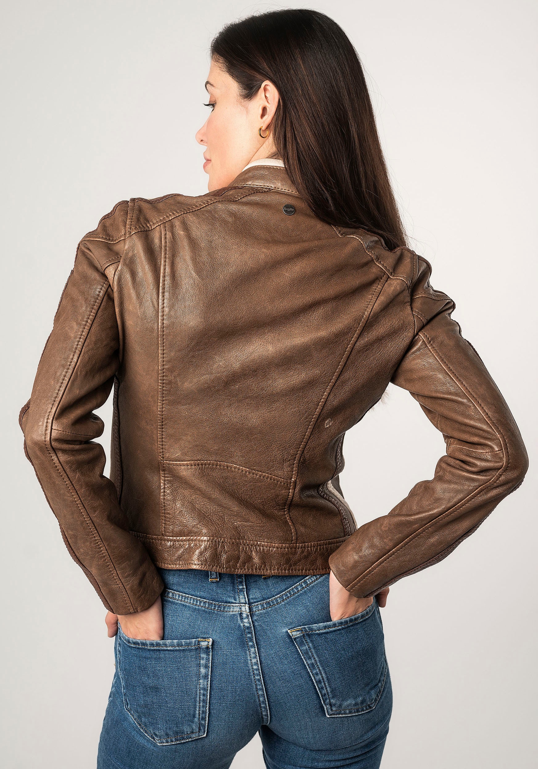 Mauritius Lederjacke »MWHighwalie«, im Racer-Look, mit Patch