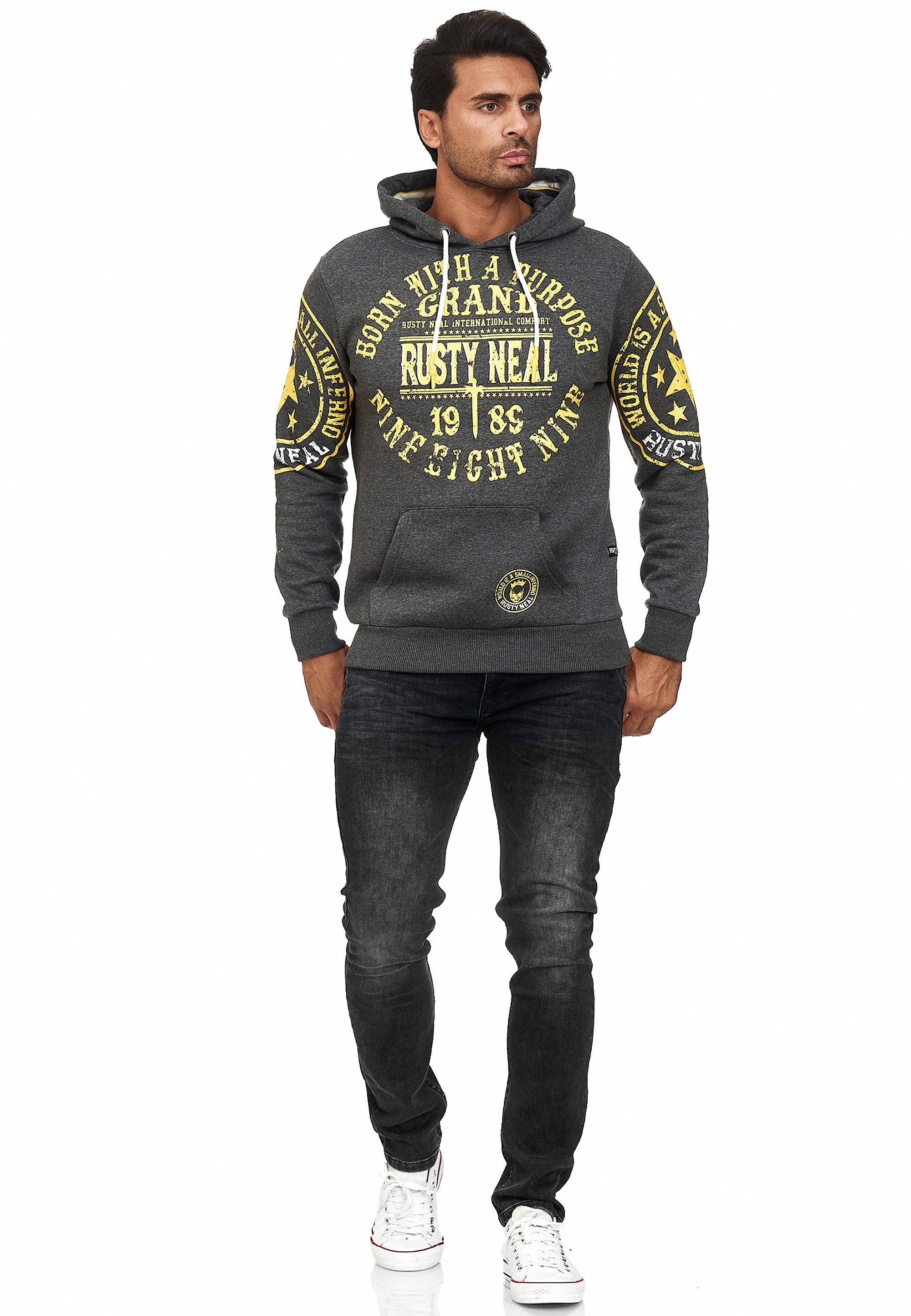 Rusty Neal Kapuzensweatshirt, mit coolen Markenprints