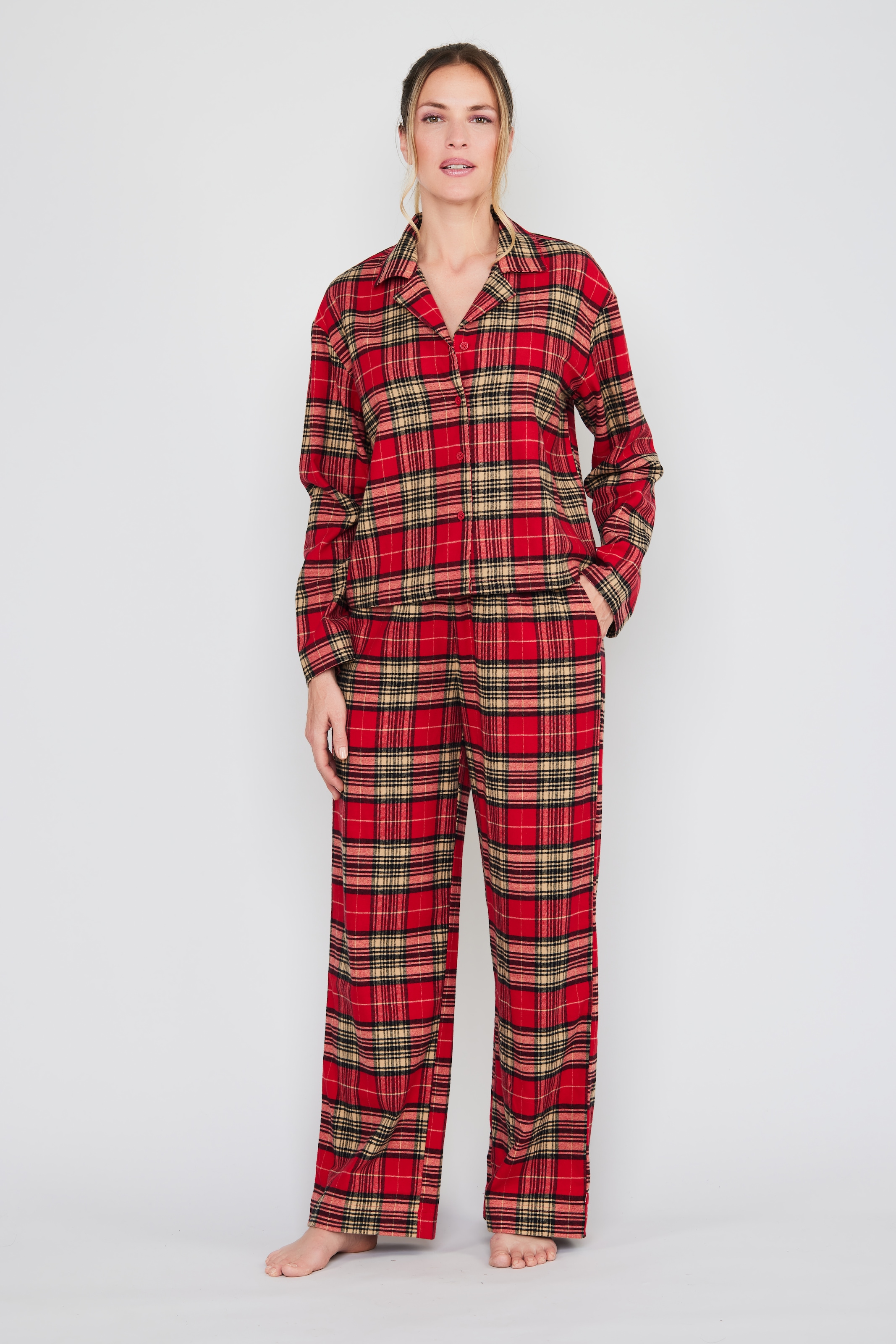 JOOP! Jeans Pyjamahose »After Dark (JOOP! Jeans)«, Karo-Design, Fleece-Qualität, weites Bein, elastischer Logo-Bund