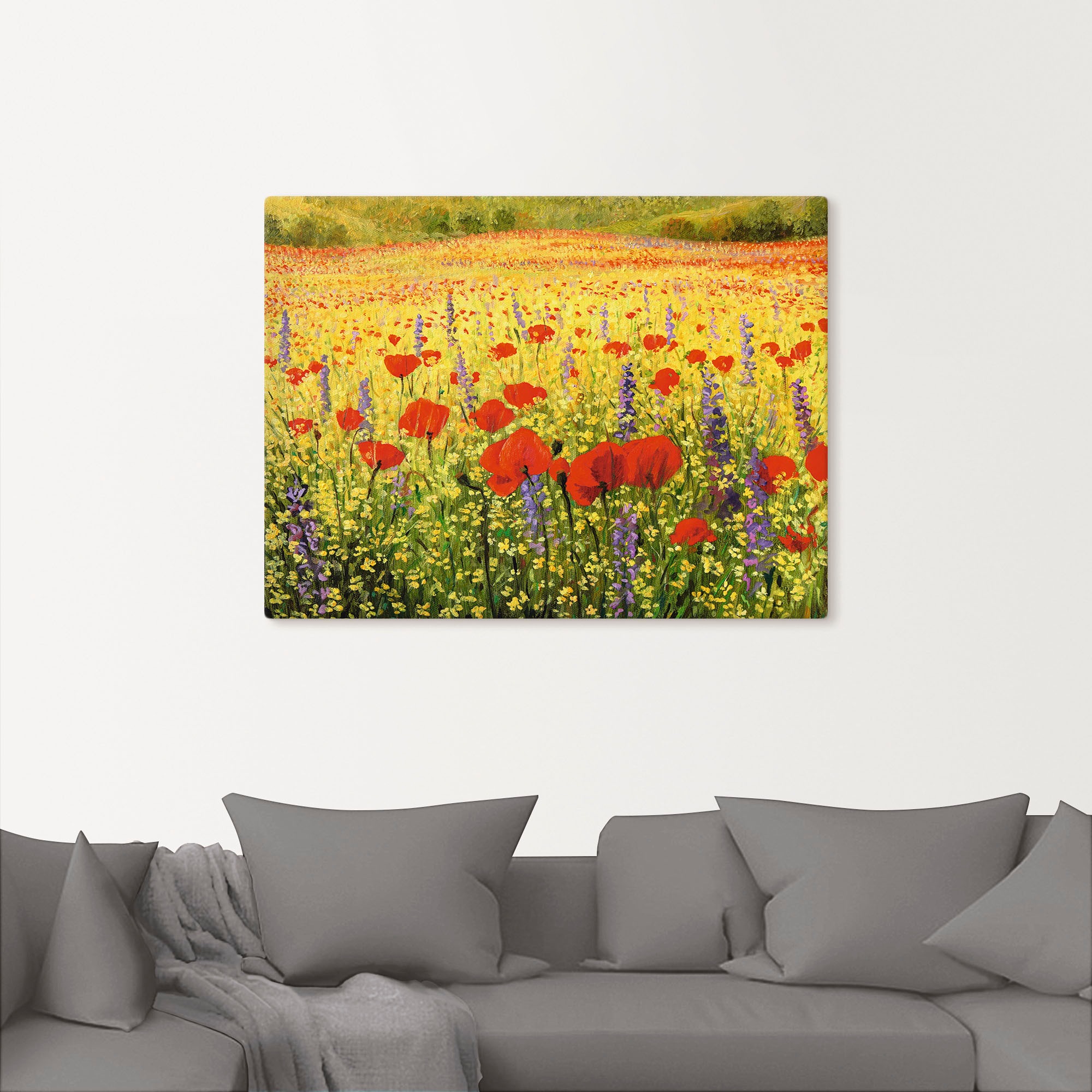 Artland Leinwandbild "Mohnblumenfeld" Felder 1 Stk. tlg. auf Keilrahmen ges günstig online kaufen