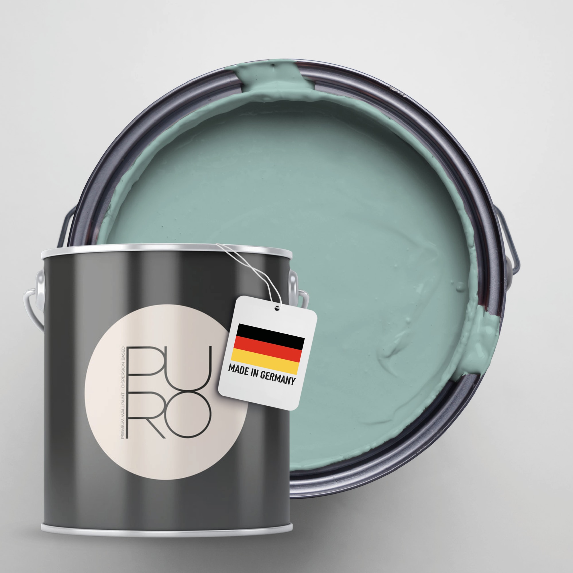 A.S. CRÉATION Wandfarbe "Premium Innenwandfarbe PURO Tuchmatt emerald green", 5 l 5ml, grün, Farben, ideal für Wohnzimmer, Schlafzimmer, Flur und