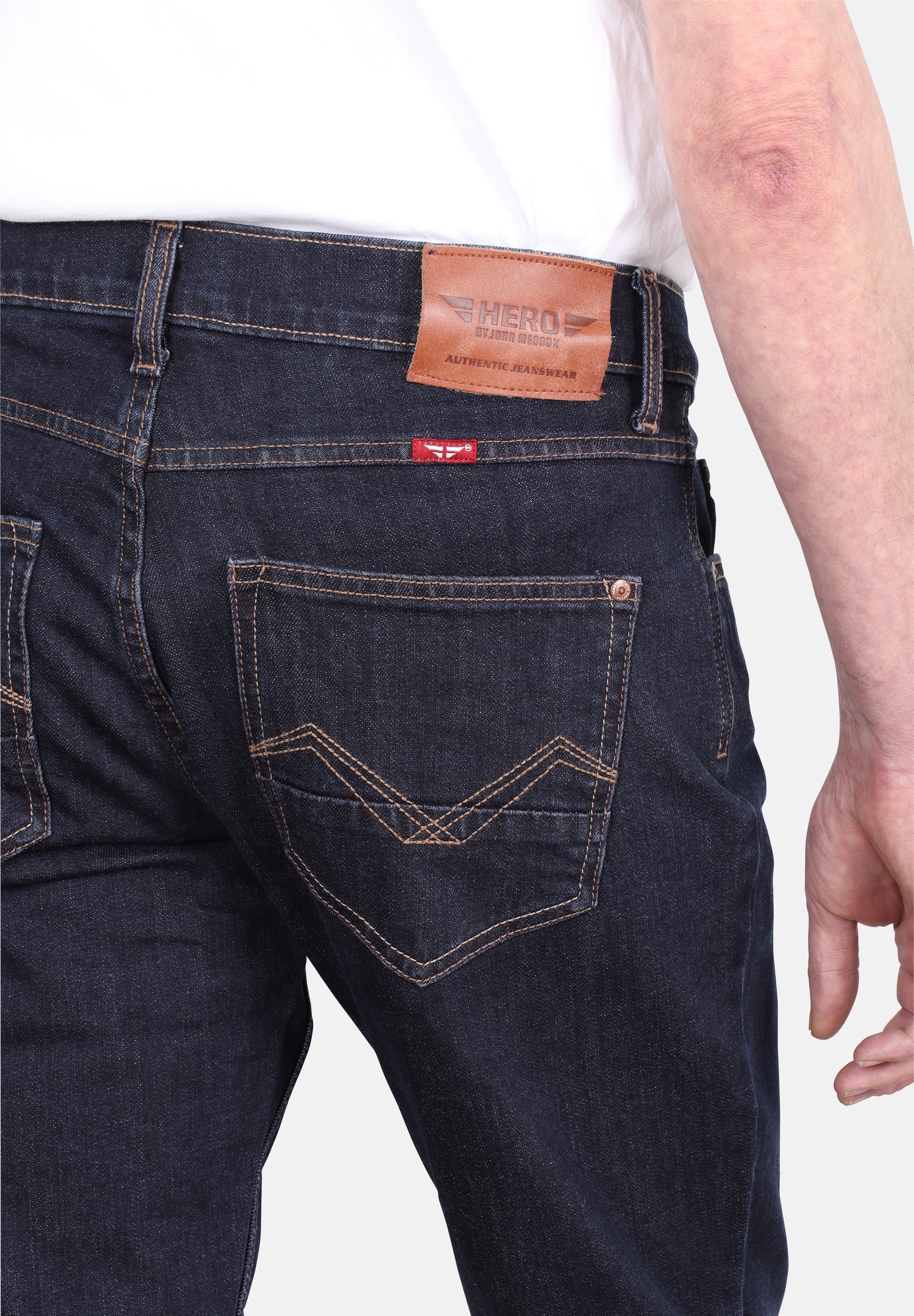 HERO by John Medoox 5-Pocket-Jeans »Portland Denim Slim Straight Stretch«, Straight Fit Casual Clean Wash Denim Jeans für Herren