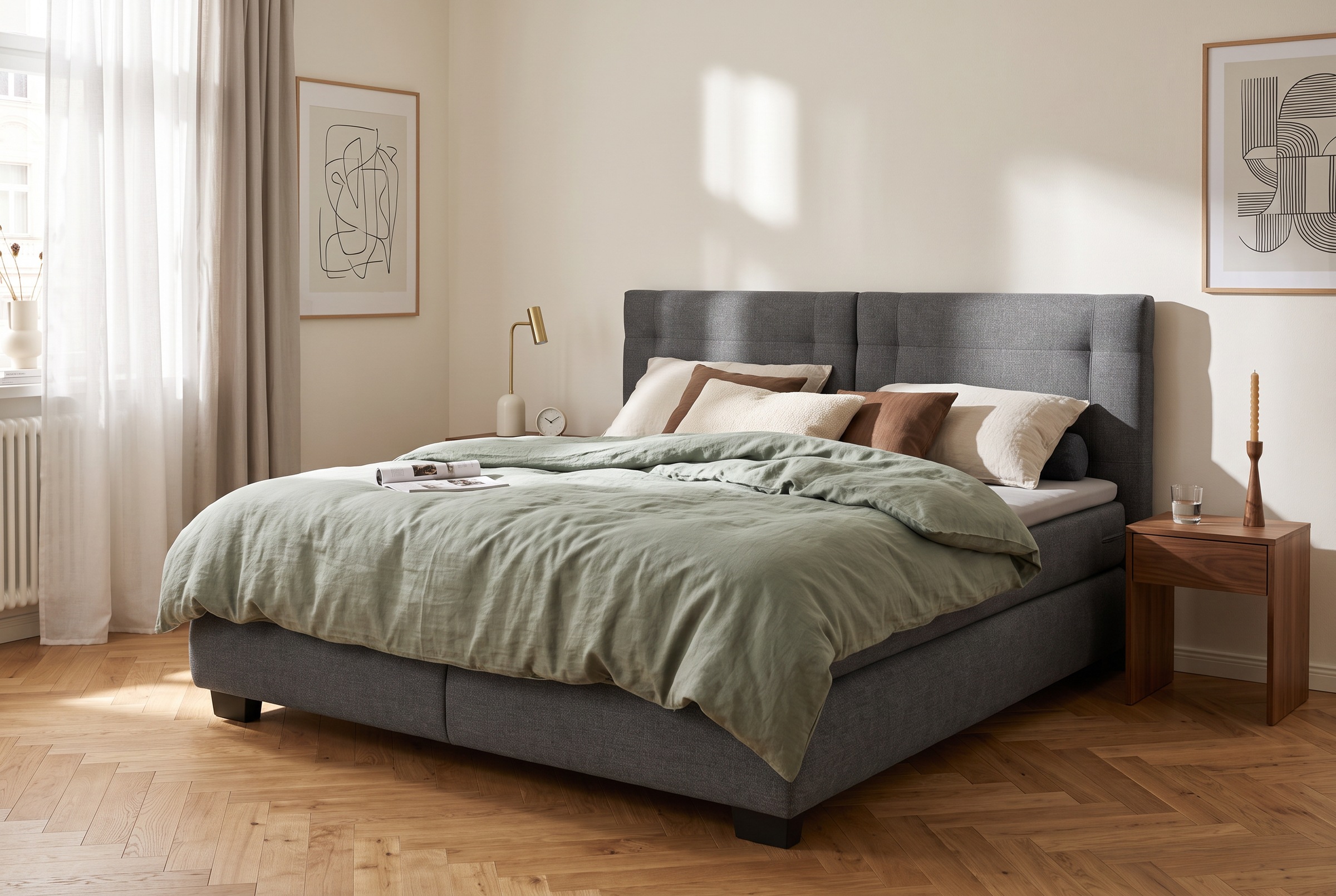 Jockenhöfer Gruppe Boxspringbett »FAMILY, Familienbett mit Taschenfederkernmatratze H3« mit Kaltschaum-Topper, hochwertiger Microfaser-Bezug, 240x200 cm