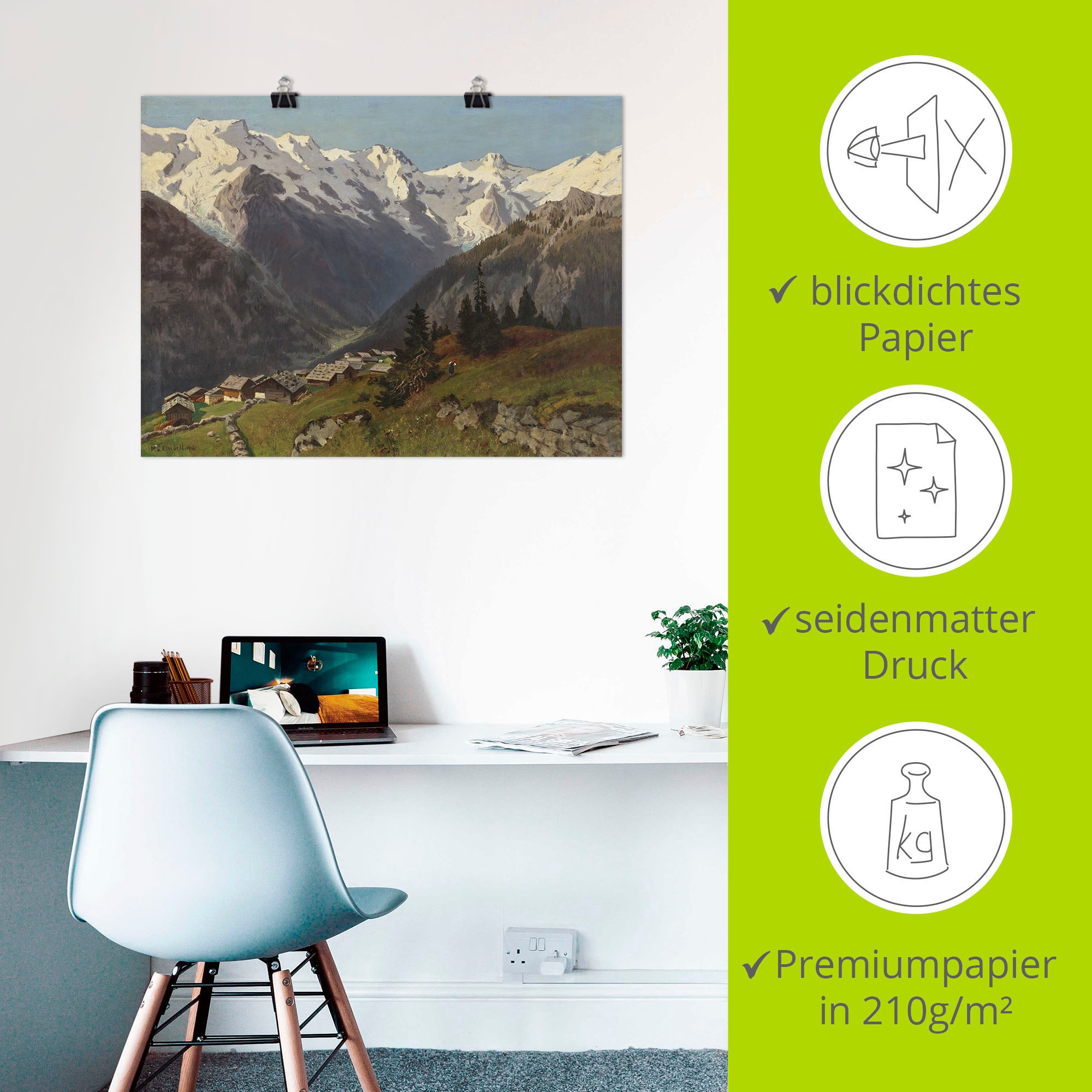 Artland »Mürren im Berner Oberland, Schweiz. 1913« Berge & Alpenbilder 1 Stk. tlg. ohne Rahmen