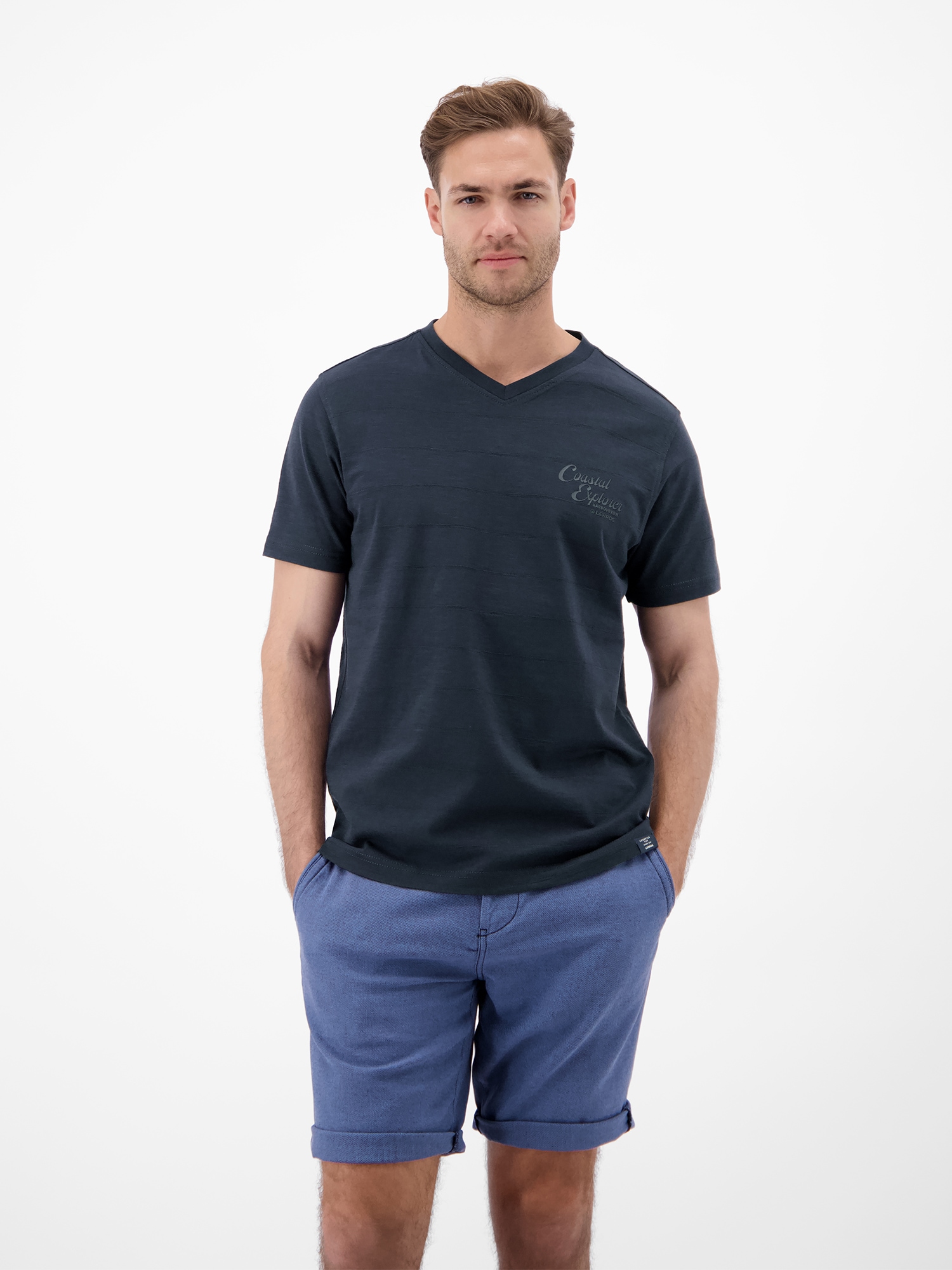Lerros T-Shirt "T-Shirt Mit V-Neck In Strickqualität"