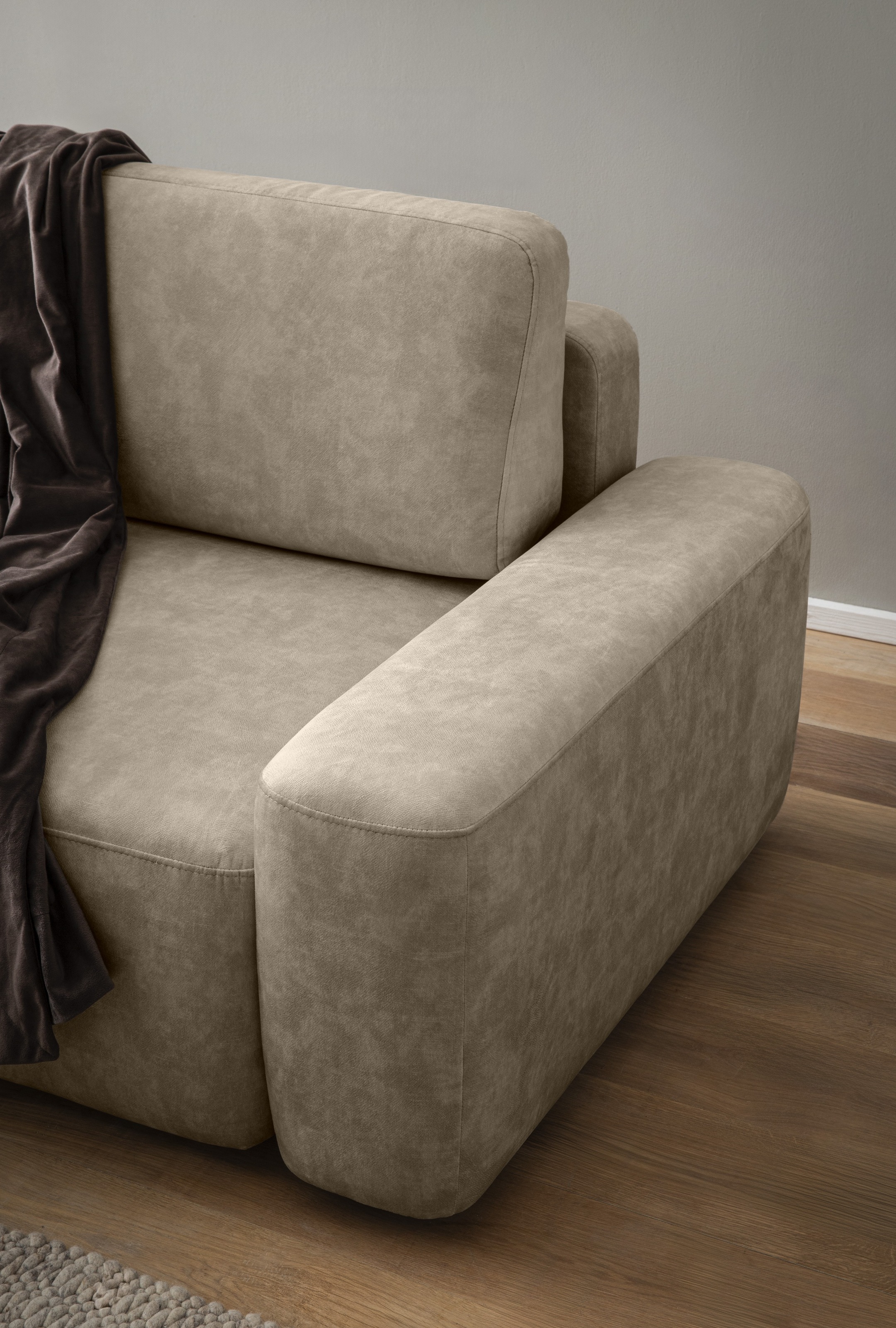 INOSIGN Ecksofa »TORGE (264cm), Schlafsofa in Cord, Samtvelours o Struktur fein, L-Form«, Schlaffunktion, Bettkasten, Liegefläche: 125/210 cm