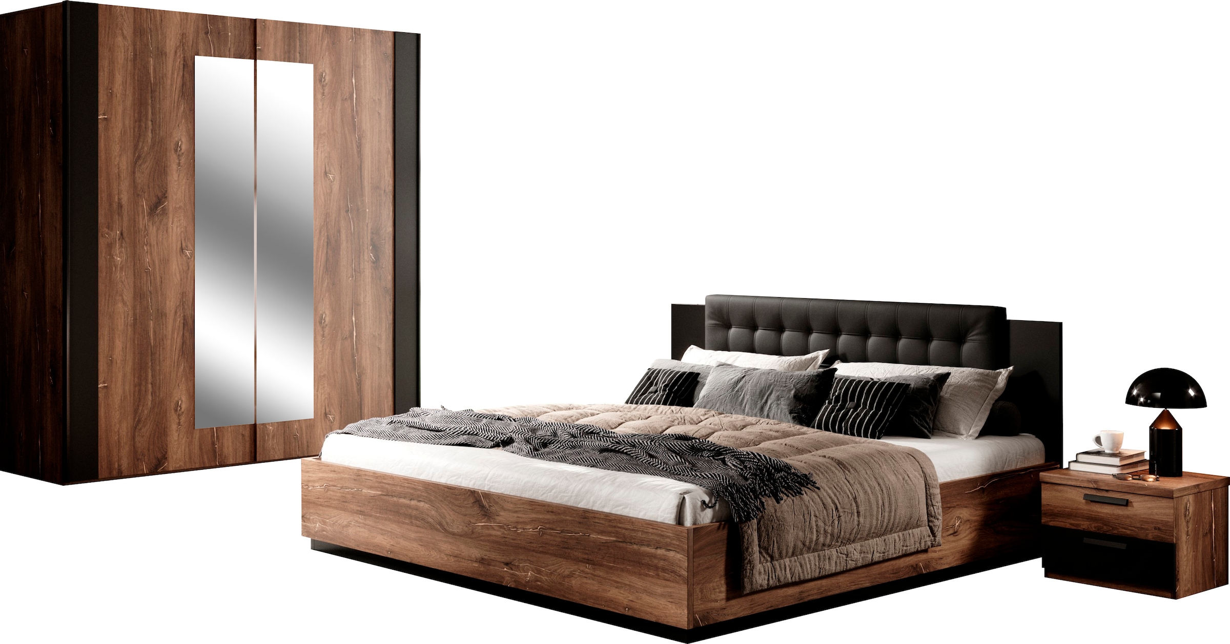 Home affaire Schlafzimmer-Set "Sigma, Set 4 -St(Kleiderschrank, 2xNako, Bet günstig online kaufen